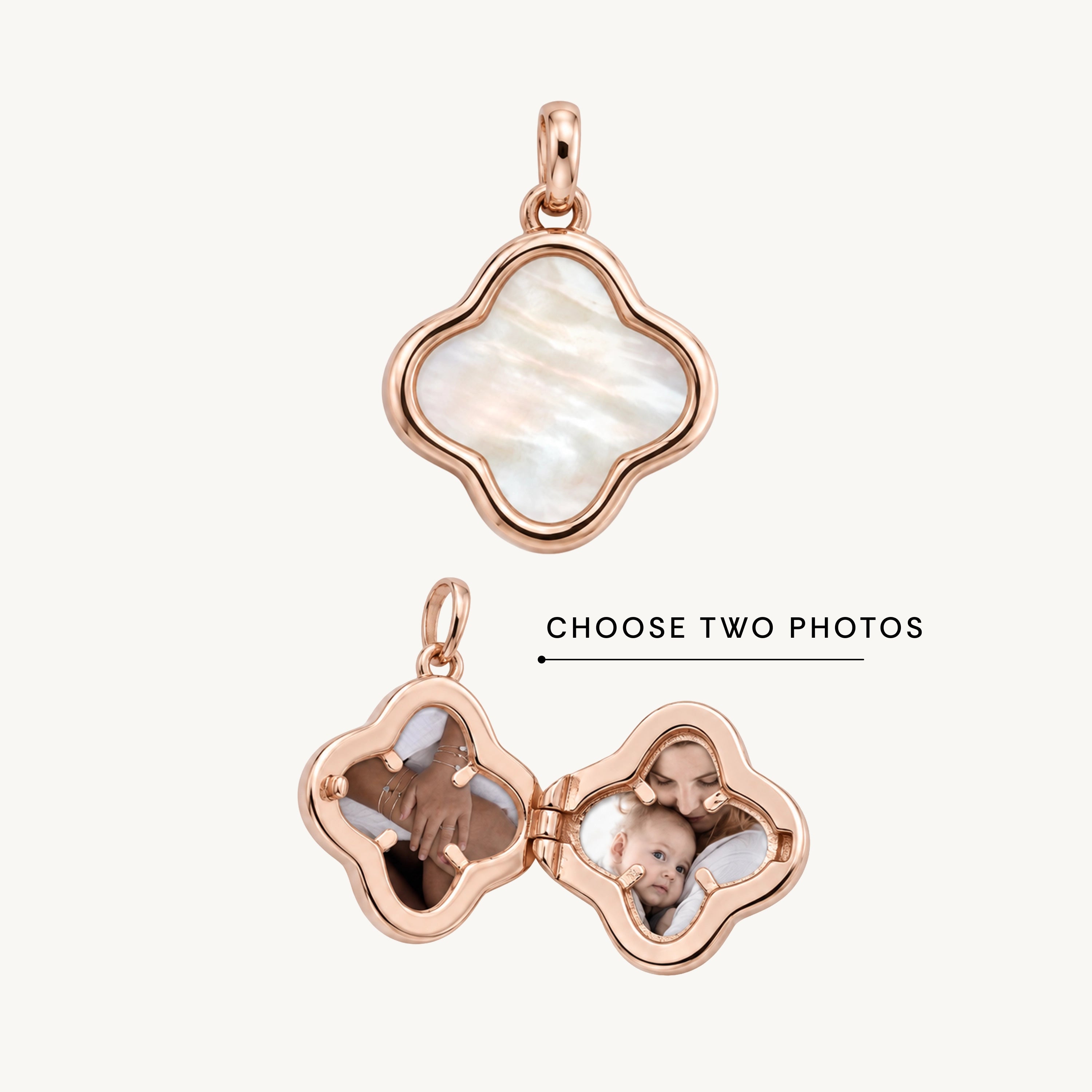 Clover MOP Photo Locket Pendant