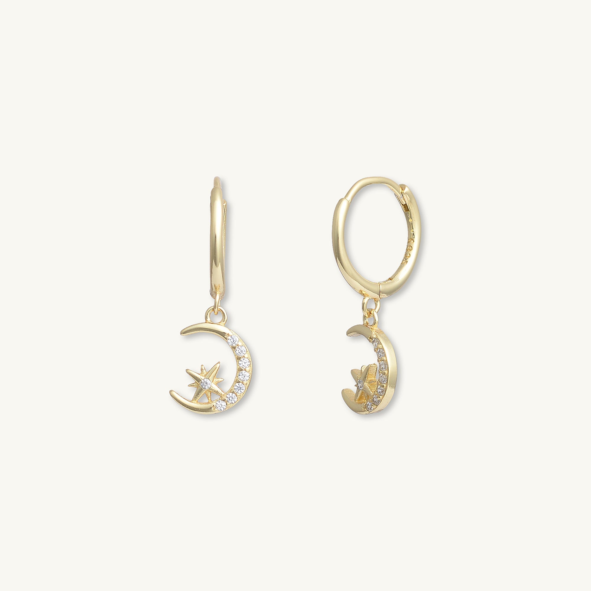 Crescent Moon Zirconia Huggie Earrings - Camile & Stone