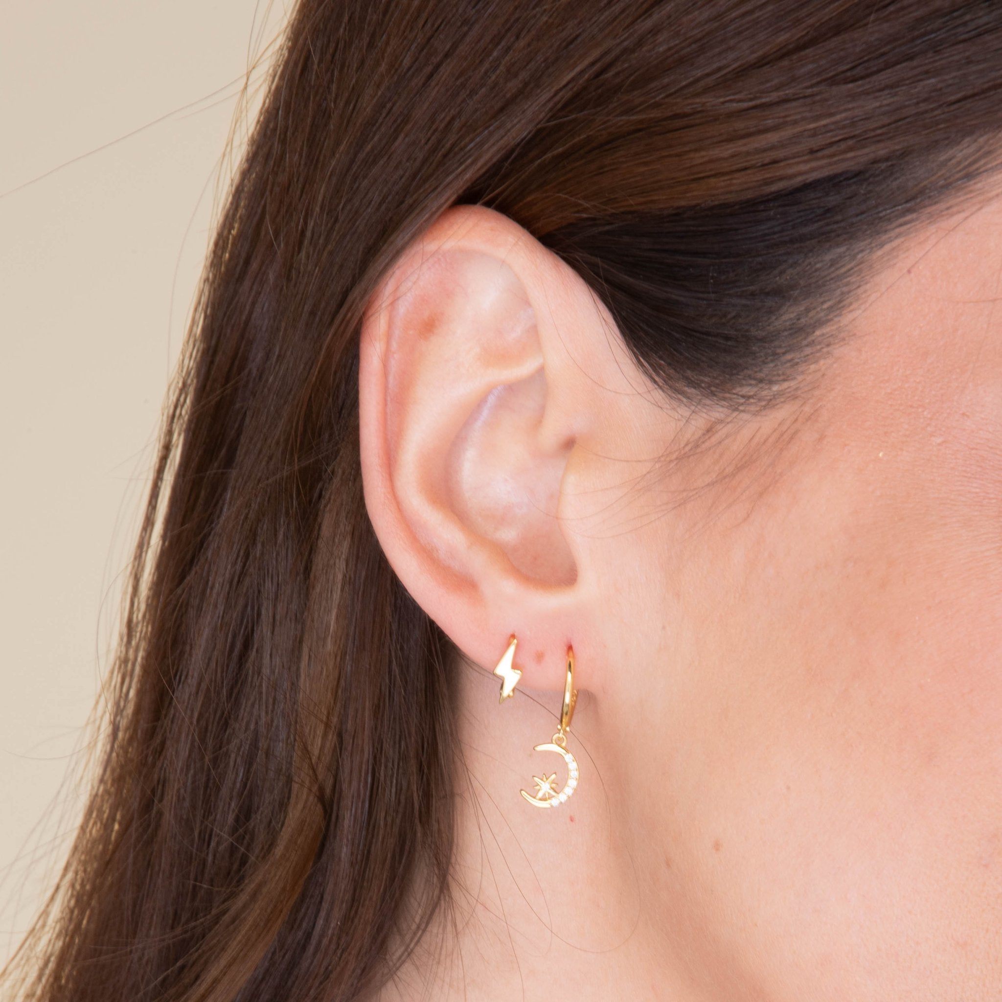 Crescent Moon Zirconia Huggie Earrings - Camile & Stone