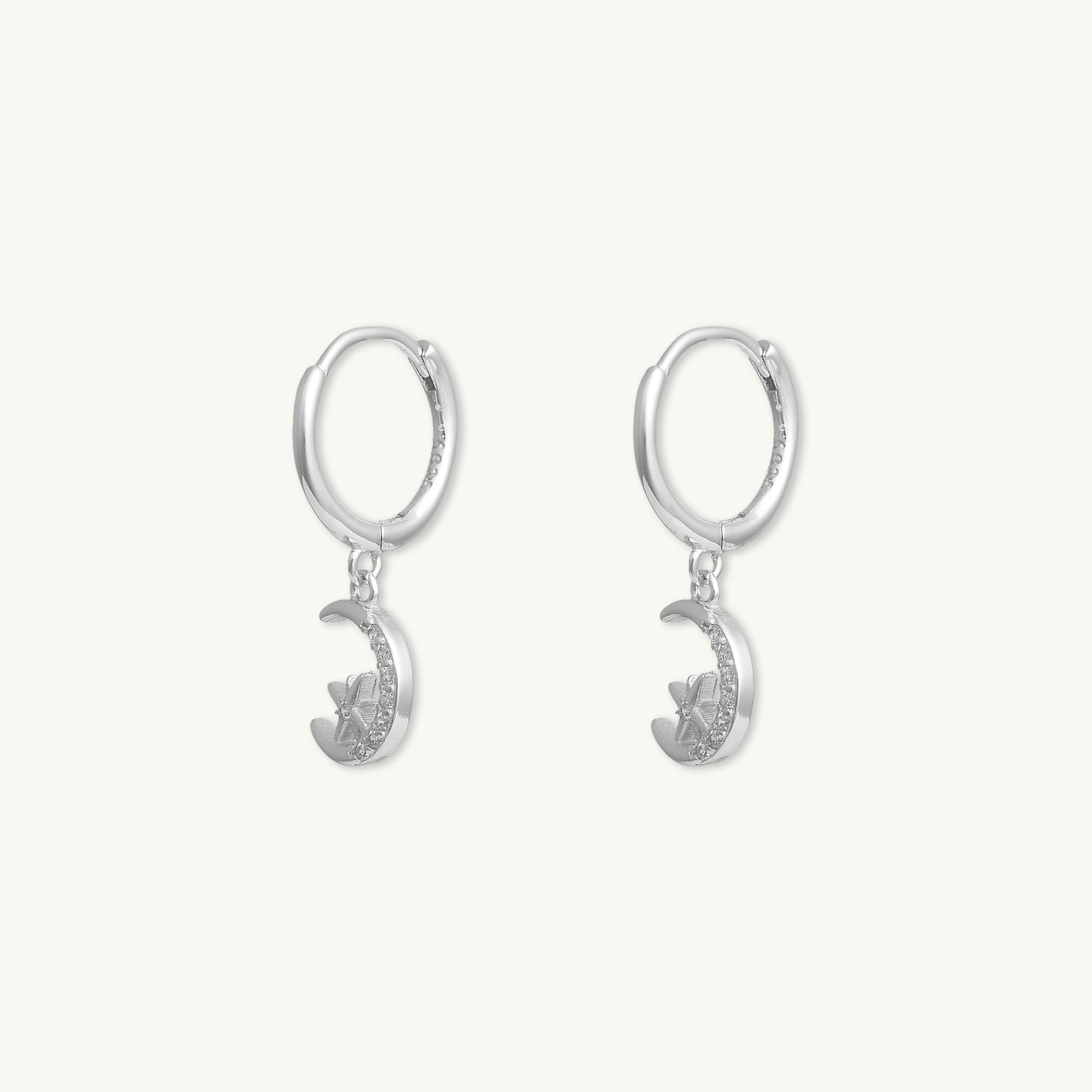 Crescent Moon Zirconia Huggie Earrings - Camile & Stone