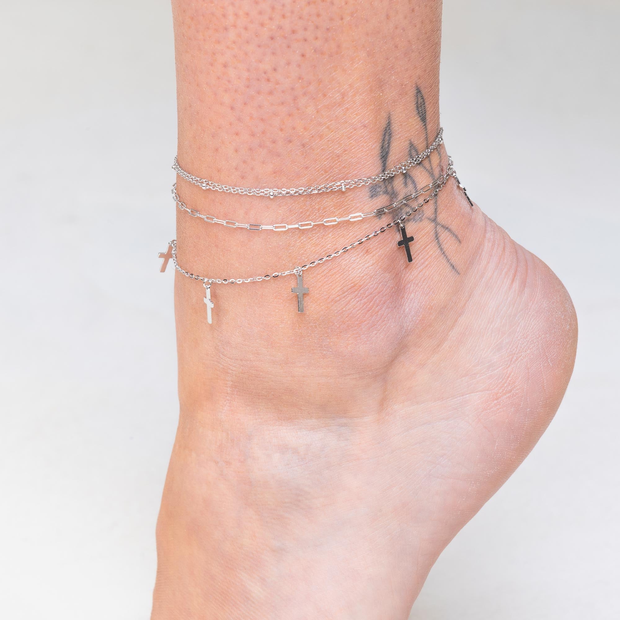 Cross Dangling Chain Anklet - Camile & Stone