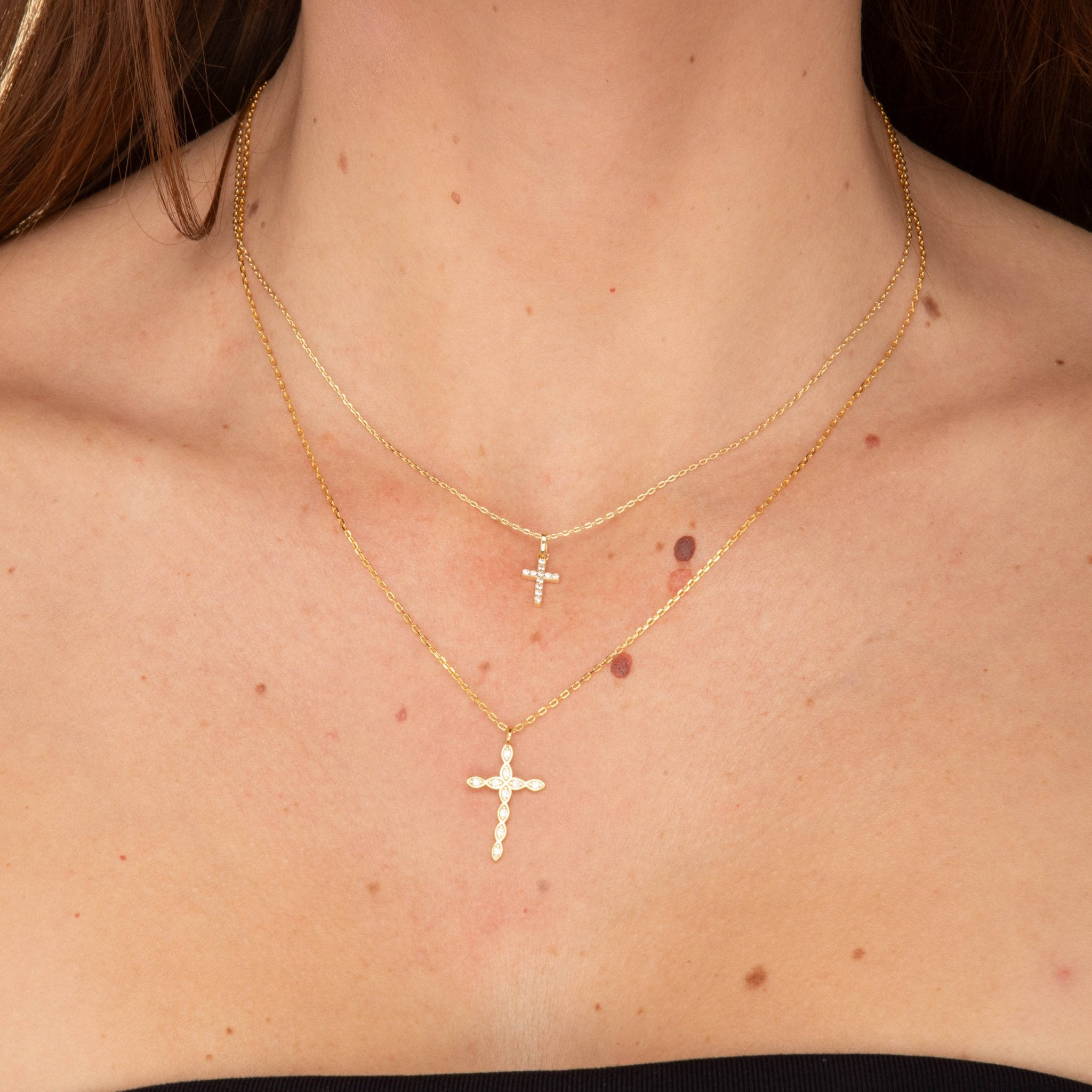 Cross Diamanté Chain Necklace - Camile & Stone