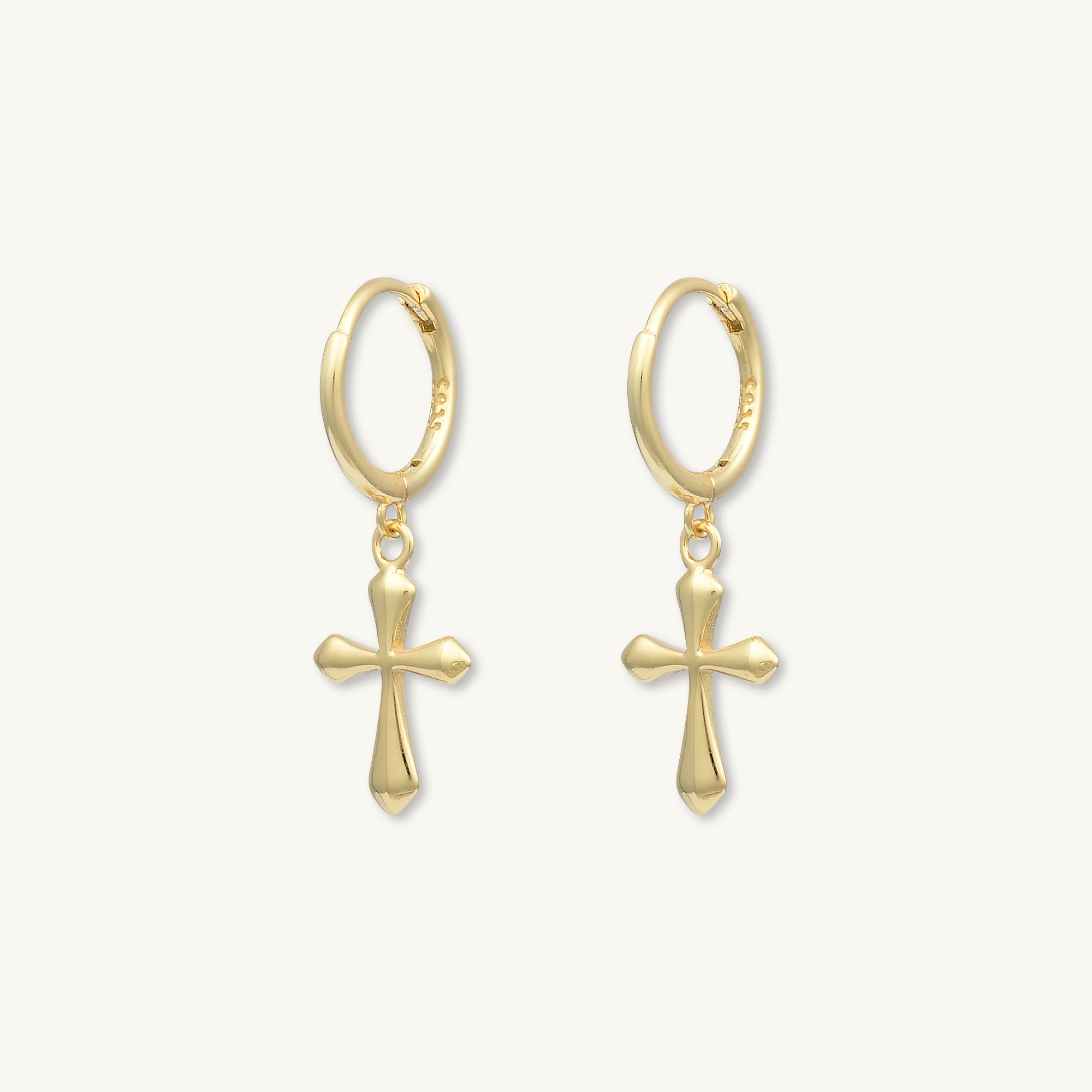 Cross Hoop Huggie Earrings - Camile & Stone