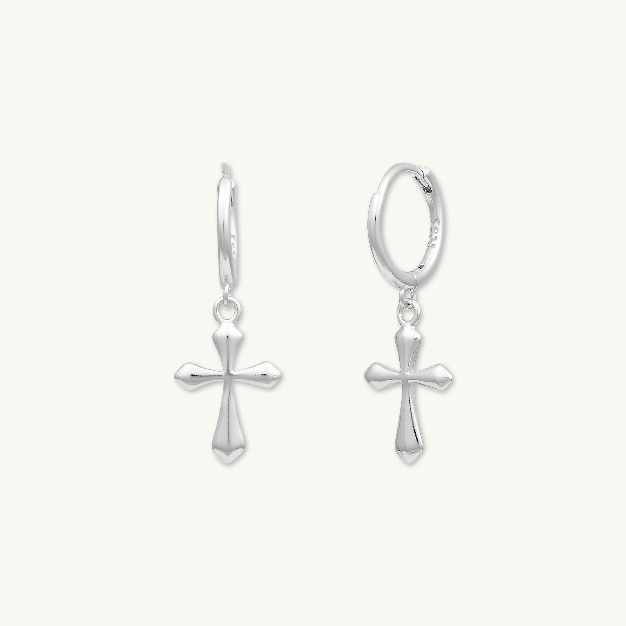 Cross Hoop Huggie Earrings - Camile & Stone