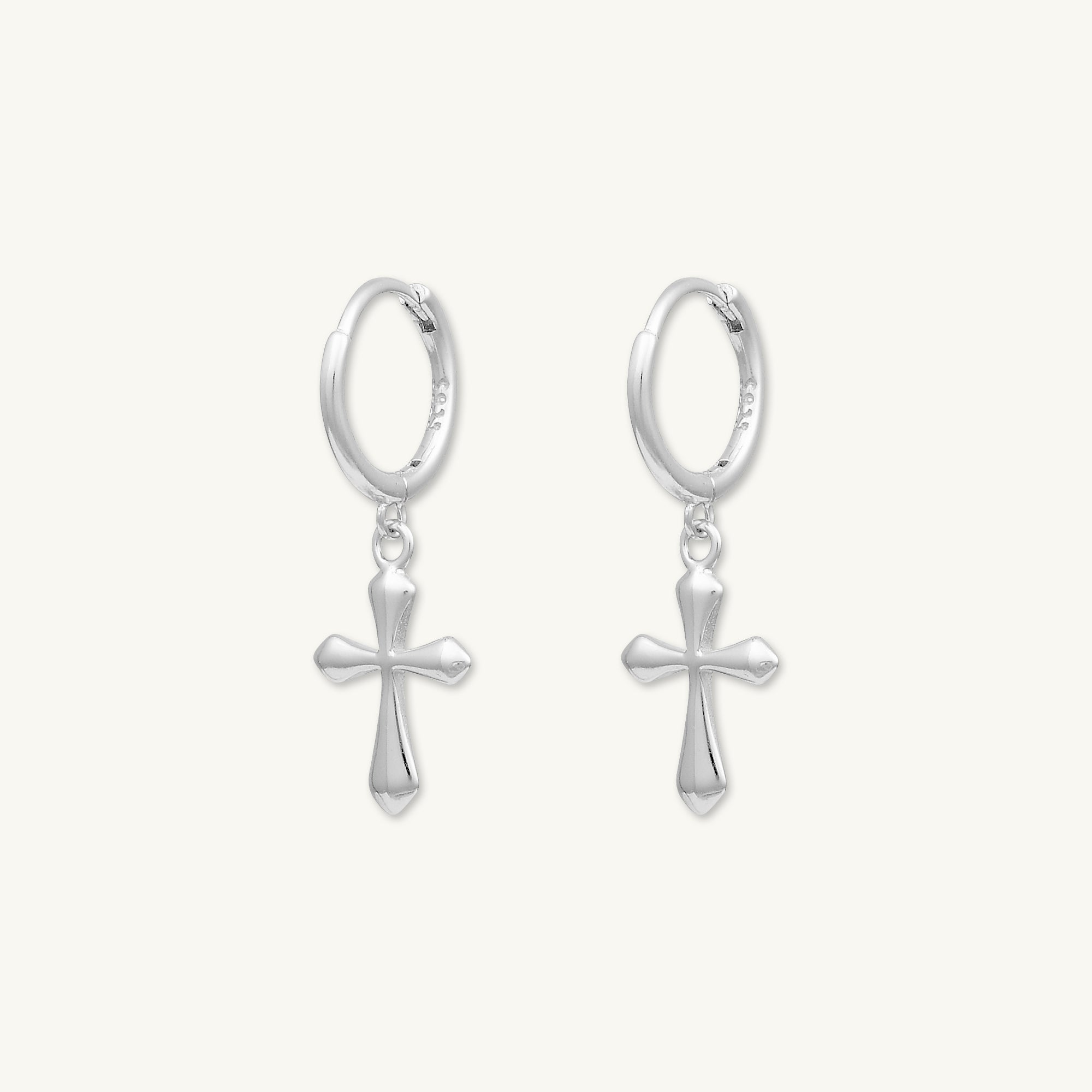 Cross Hoop Huggie Earrings - Camile & Stone