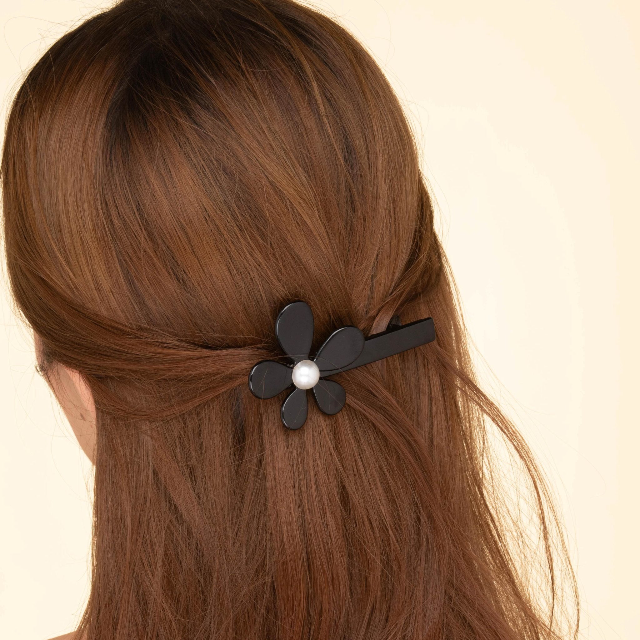 Daisy Black Pearl French Hair Clip - Camile & Stone