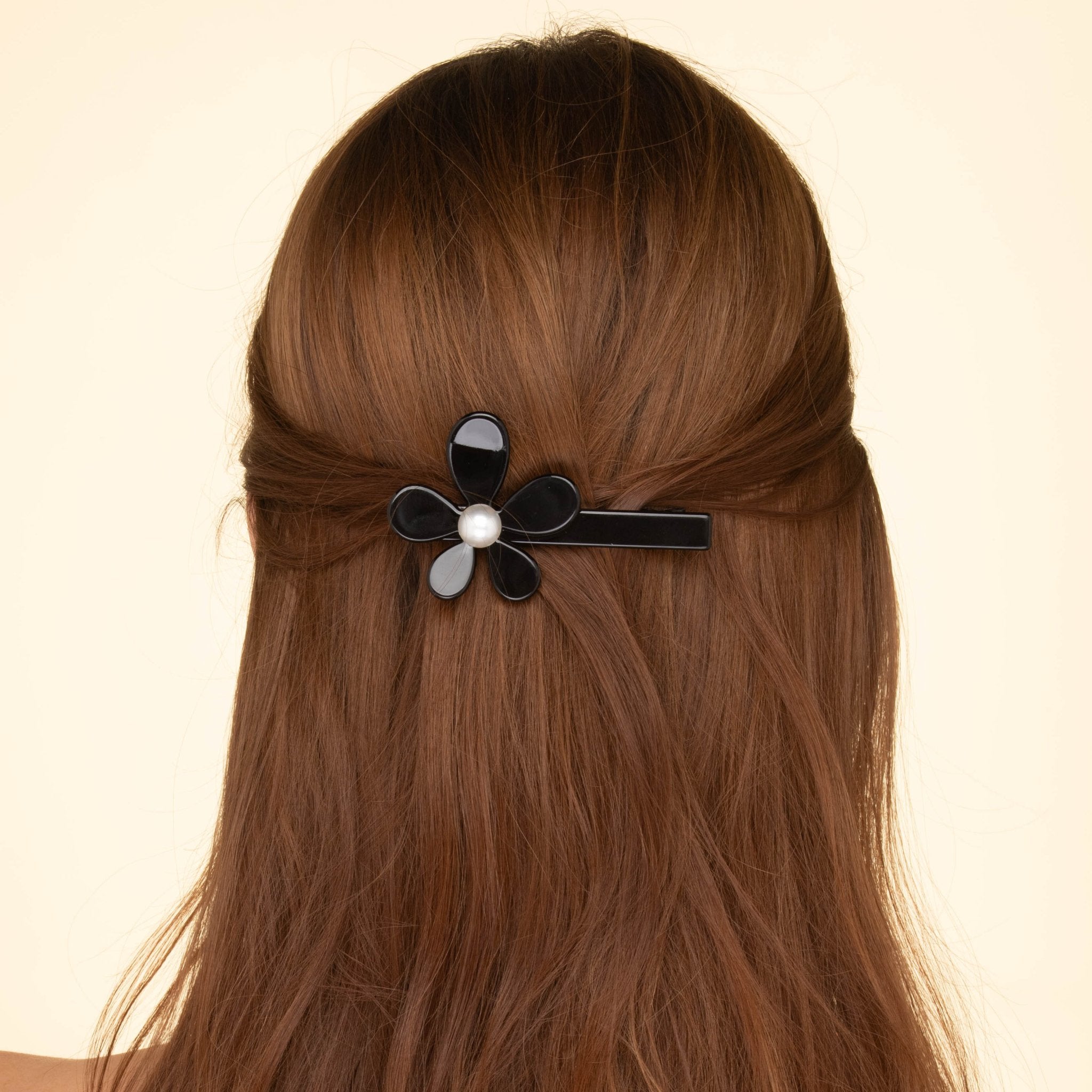 Daisy Black Pearl French Hair Clip - Camile & Stone