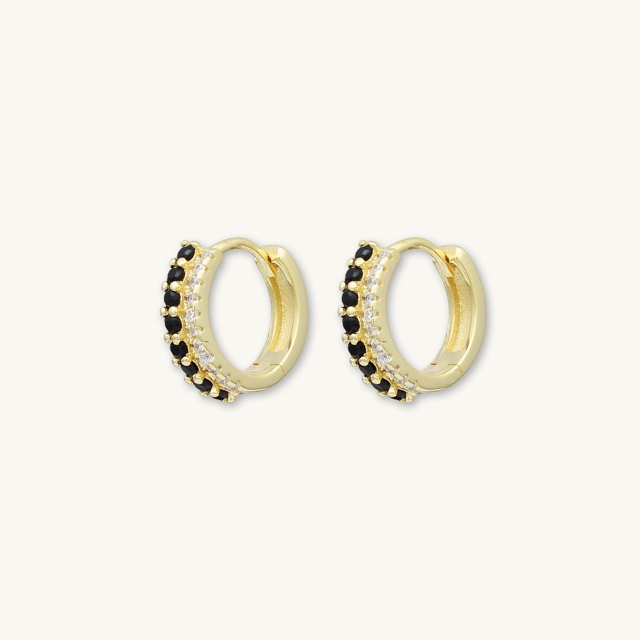 Double Black Pave Huggie Hoop Earrings - Camile & Stone