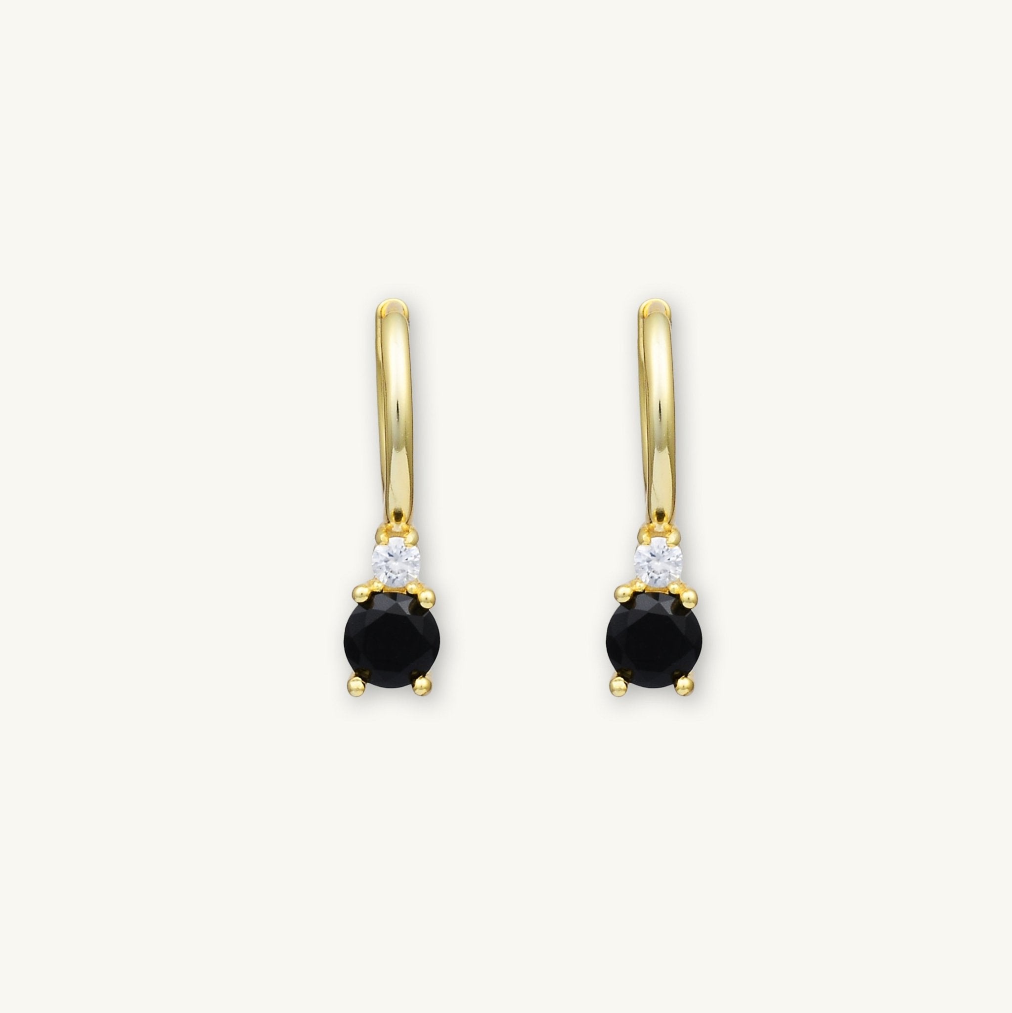 Double Black Solitaire Huggie Earrings - Camile & Stone