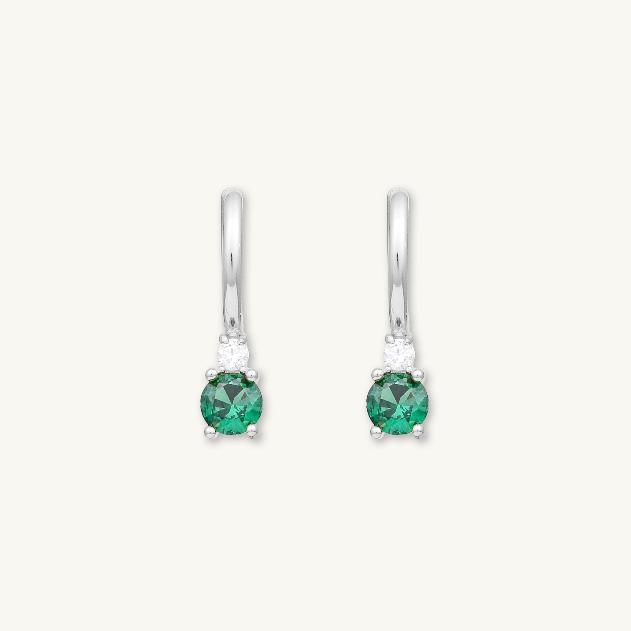 Double Emerald Solitaire Huggie Earrings - Camile & Stone