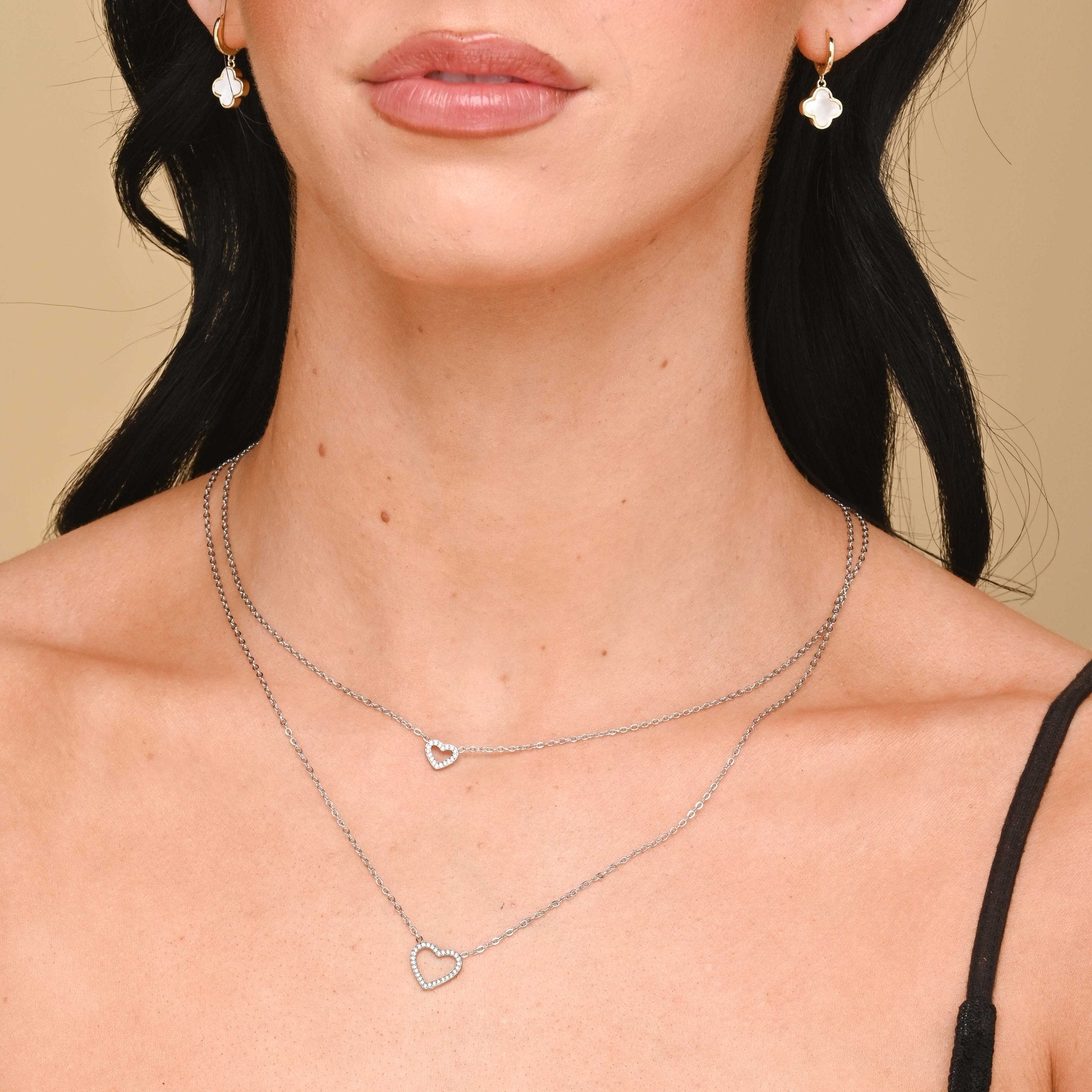 Double Love Heart Layered Necklace - Camile & Stone