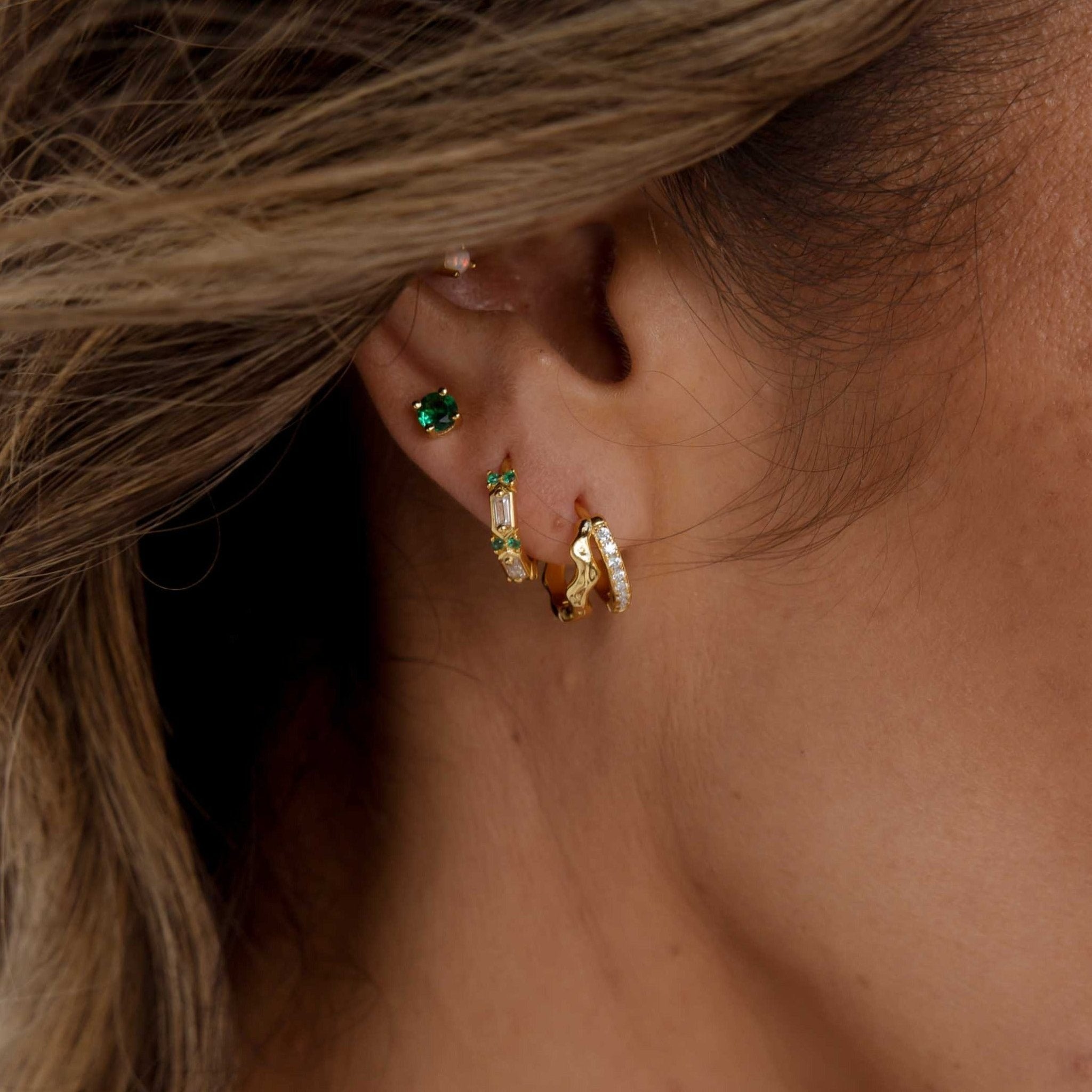 Double Molten Sapphire Huggie Earrings - Camile & Stone