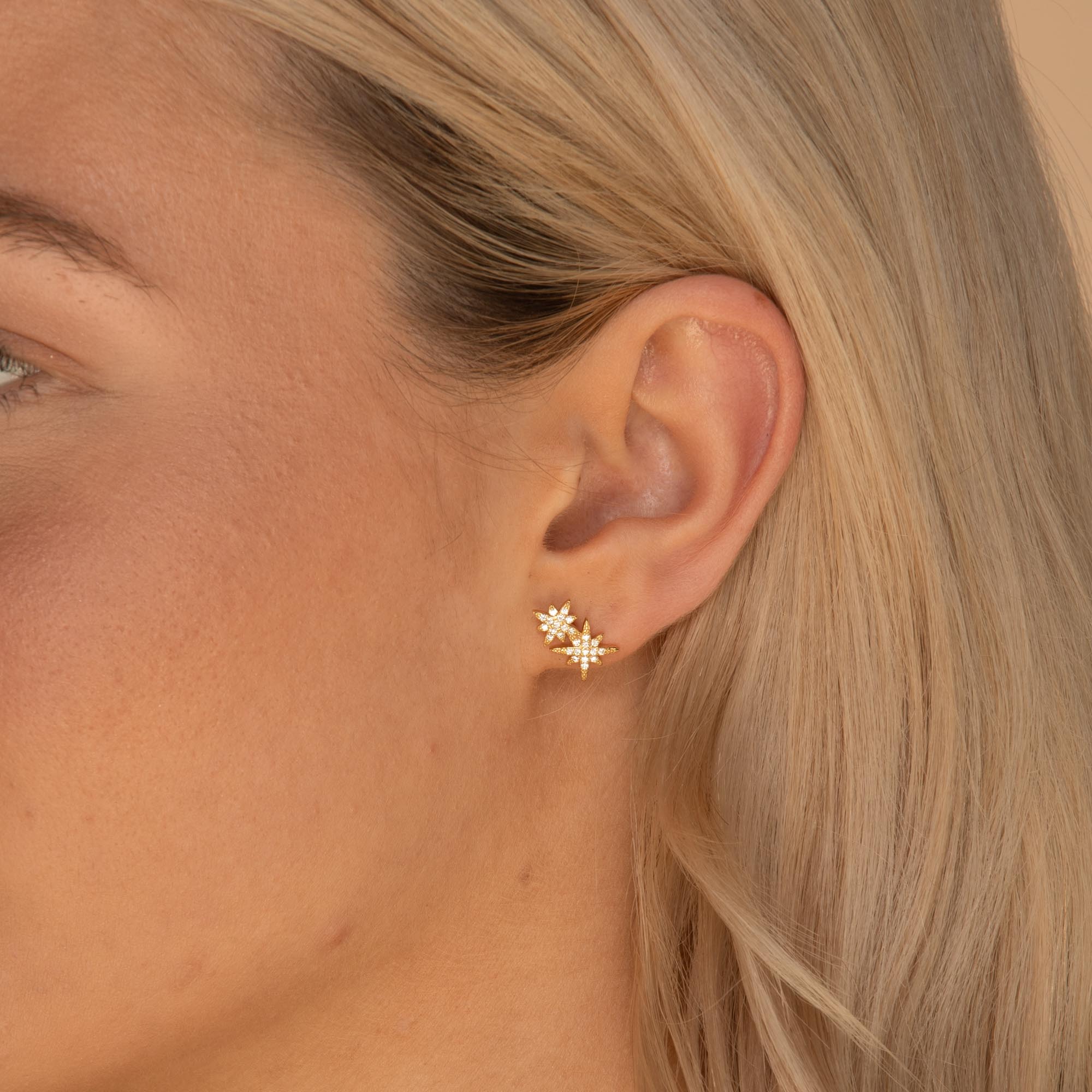 Double North Star Sapphire Stud Earrings - Camile & Stone