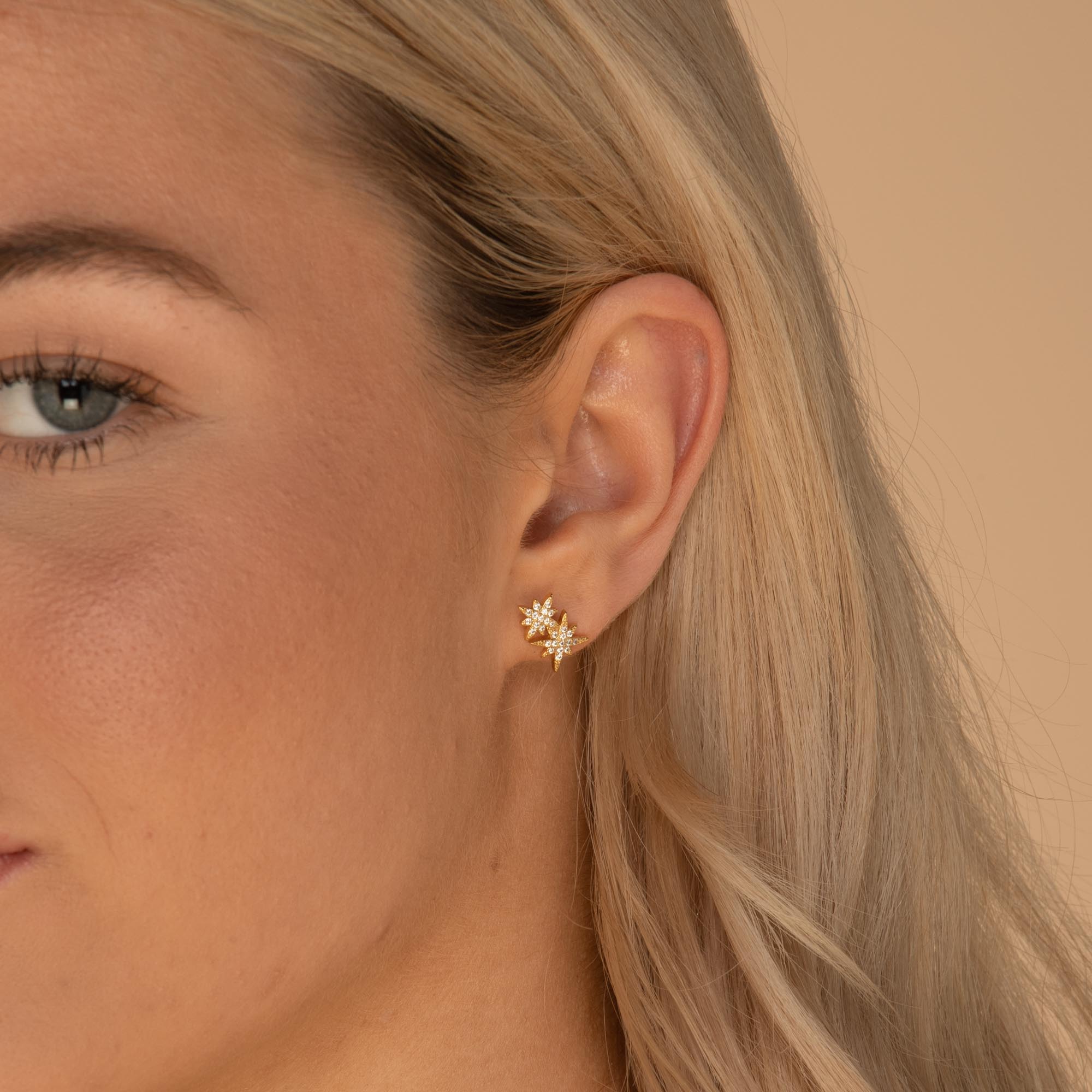 Double North Star Sapphire Stud Earrings - Camile & Stone