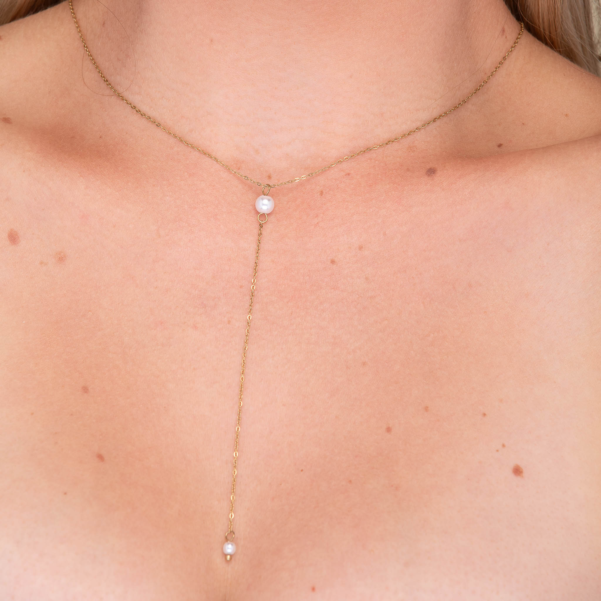 Double Pearl Y Drop Necklace - Camile & Stone