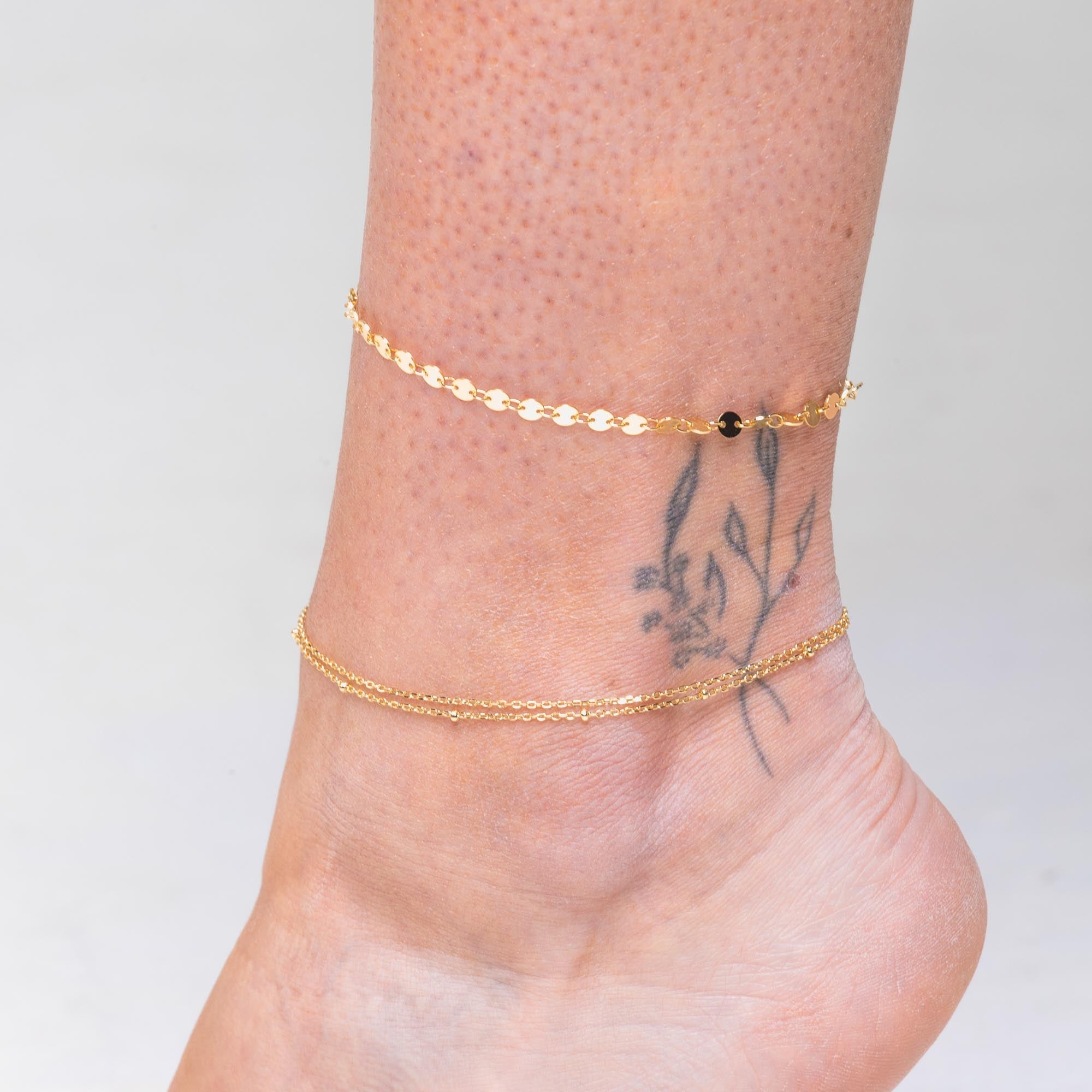 Double Satellite Chain Anklet - Camile & Stone