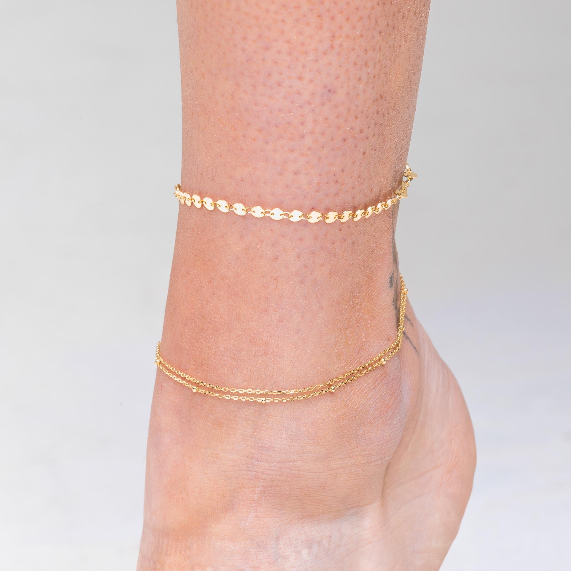 Double Satellite Chain Anklet - Camile & Stone