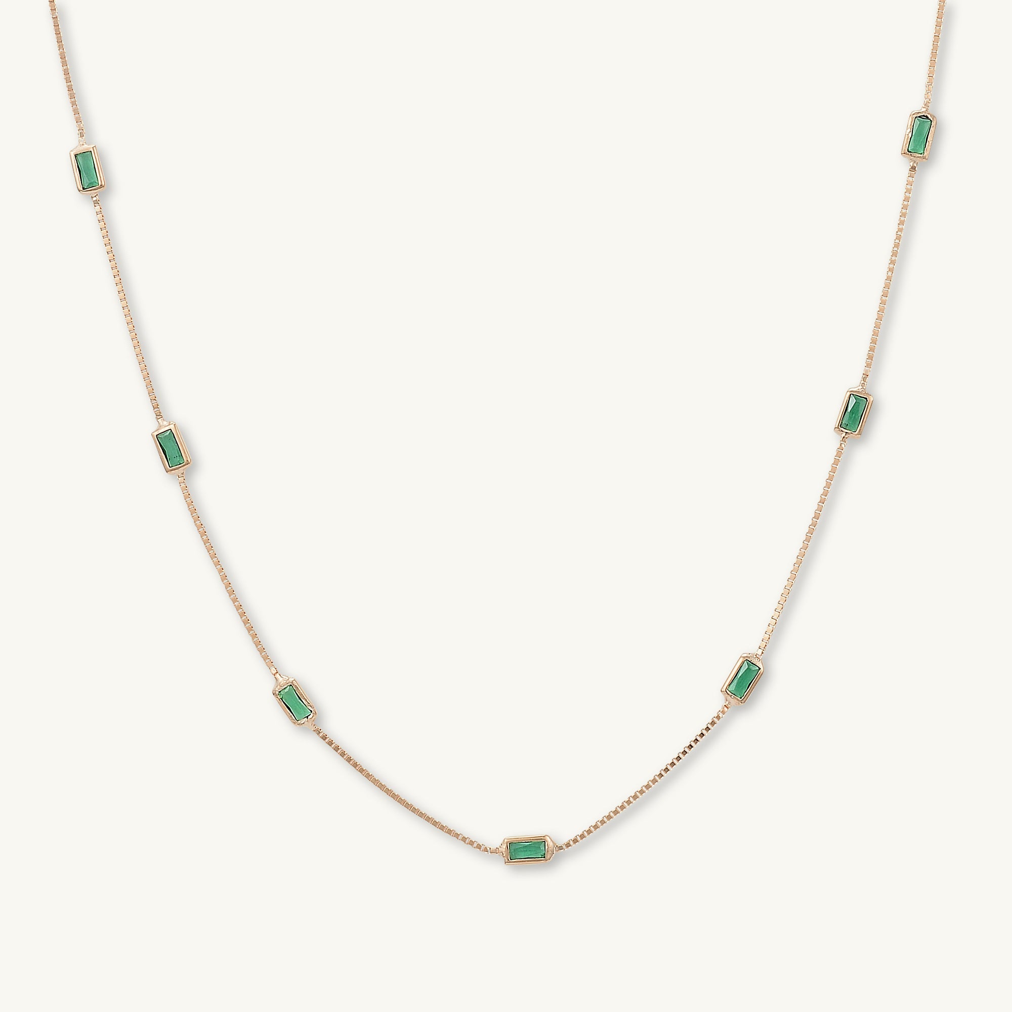 Emerald Baguette Station Necklace - Camile & Stone