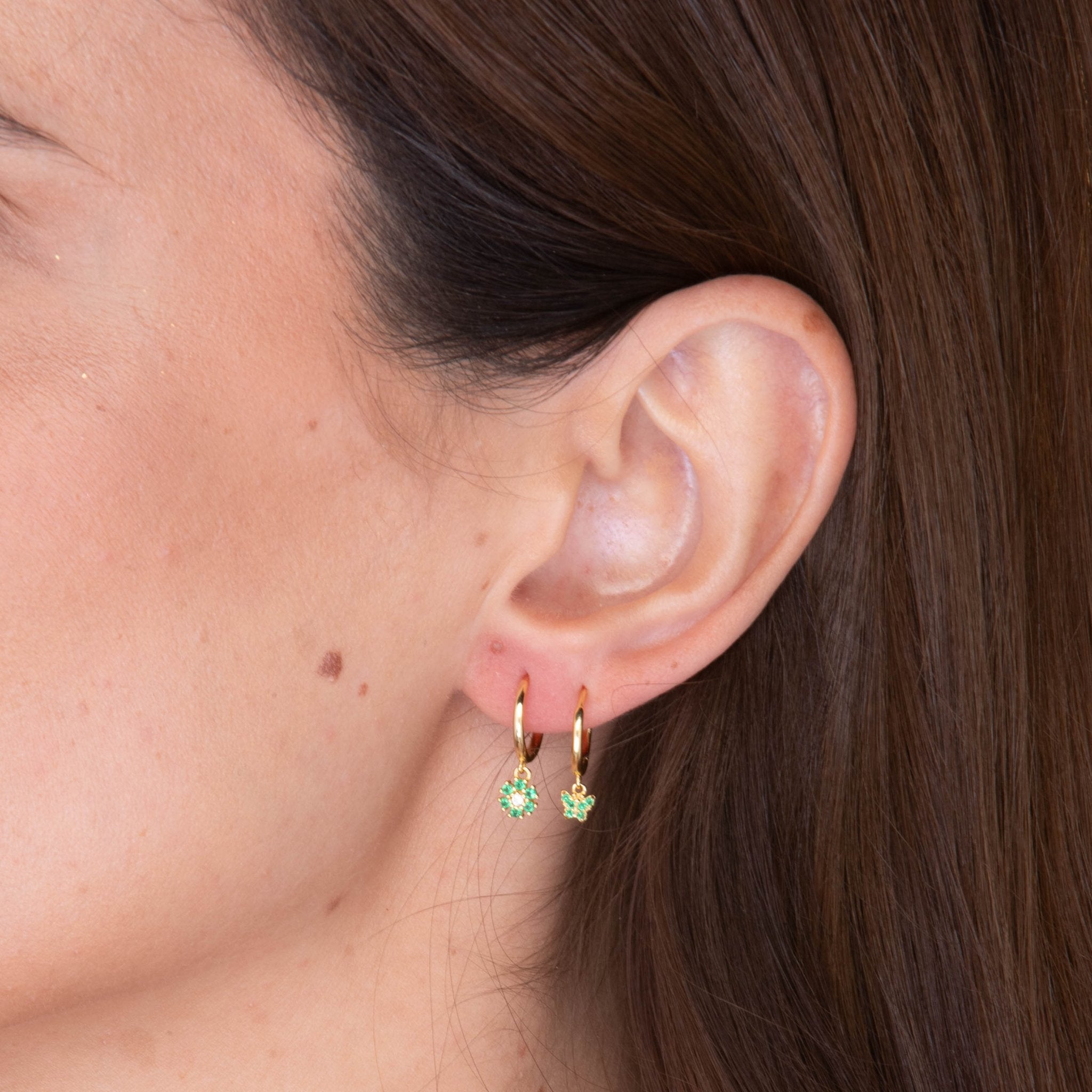 Emerald Butterfly Zirconia Drop Huggie Earrings - Camile & Stone