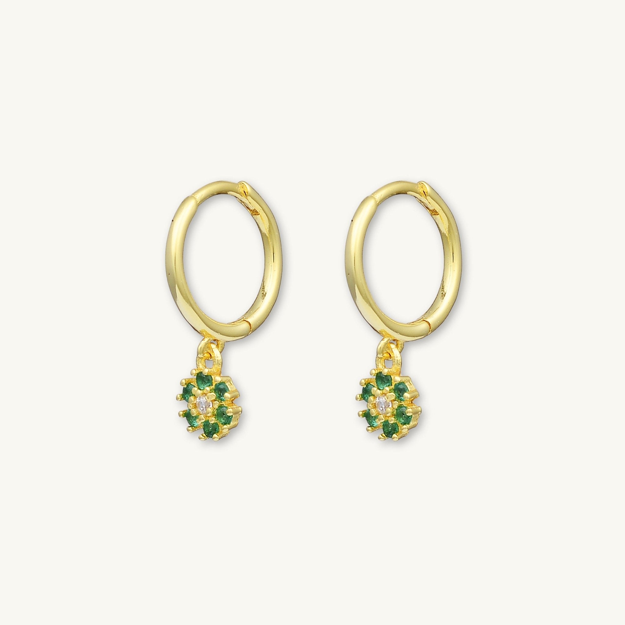 Emerald Green Flower Hoop Earrings - Camile & Stone