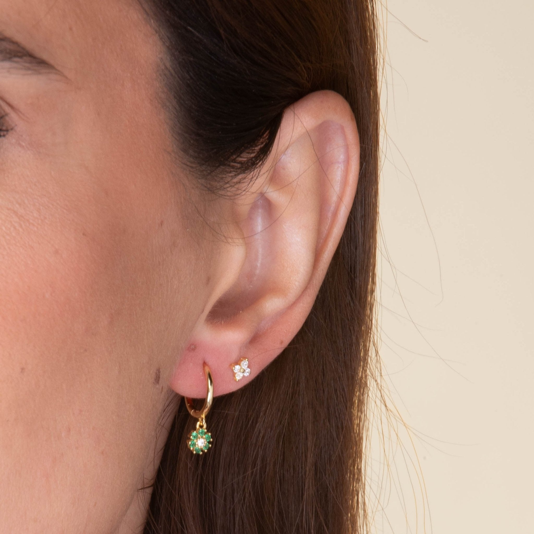 Emerald Green Flower Hoop Earrings - Camile & Stone
