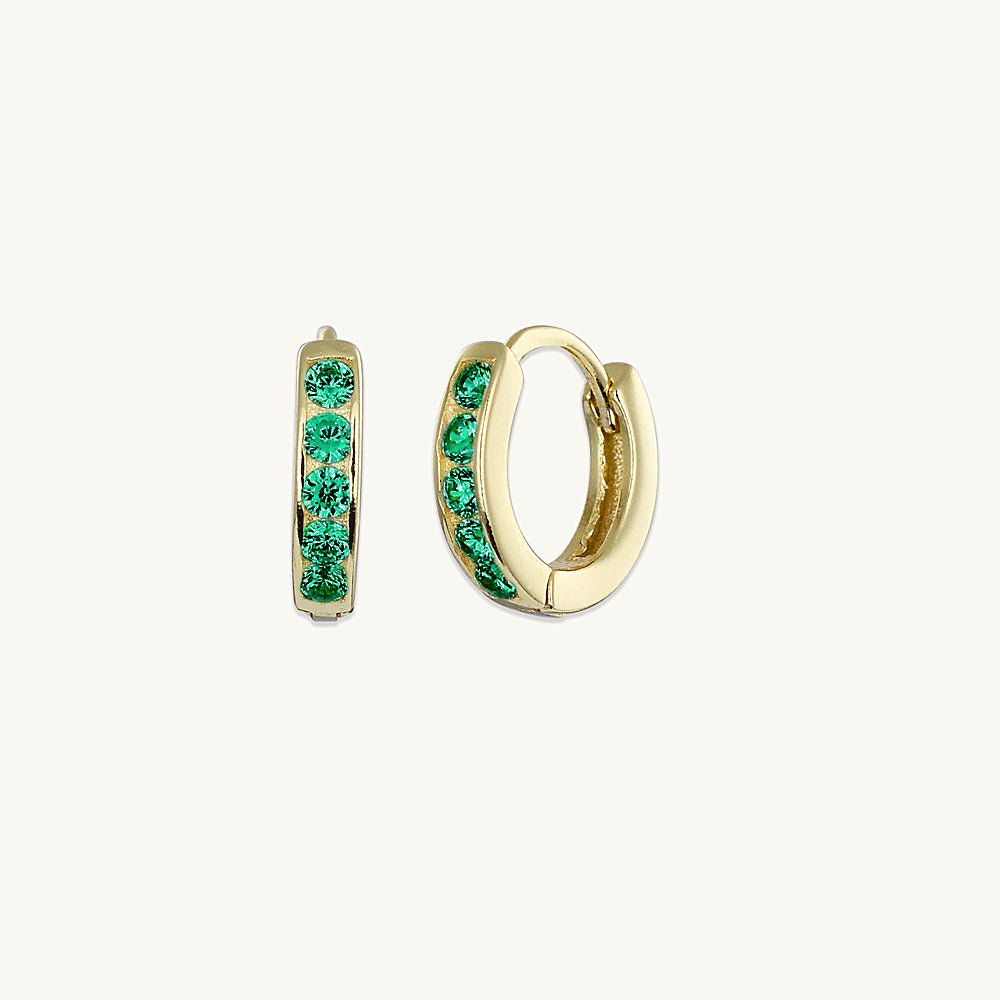 Emerald Inlay Huggie Earrings - Camile & Stone