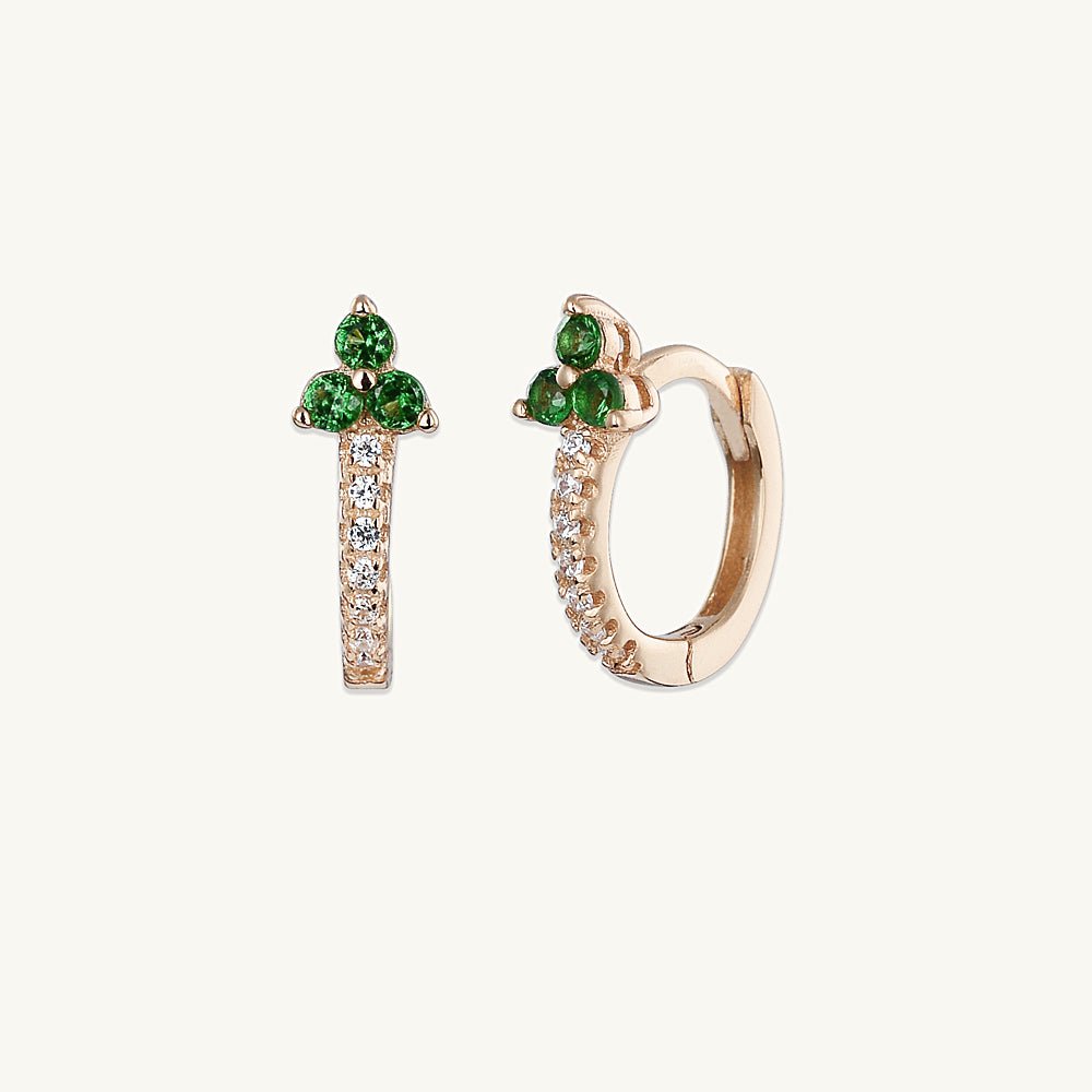 Emerald Lotus Sapphire Hoop Earrings - Camile & Stone