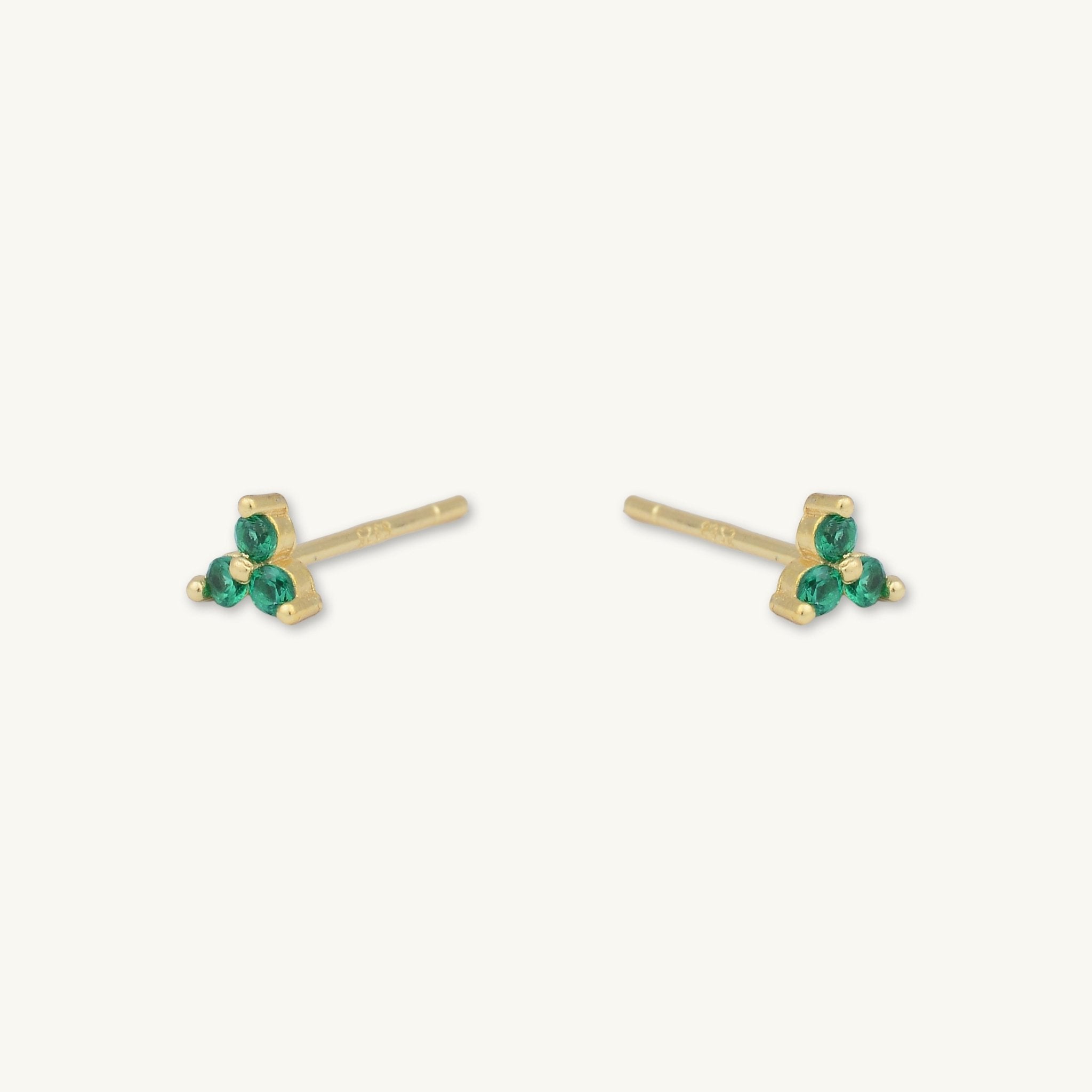 Emerald Lotus Sapphire Stud Earrings - Camile & Stone