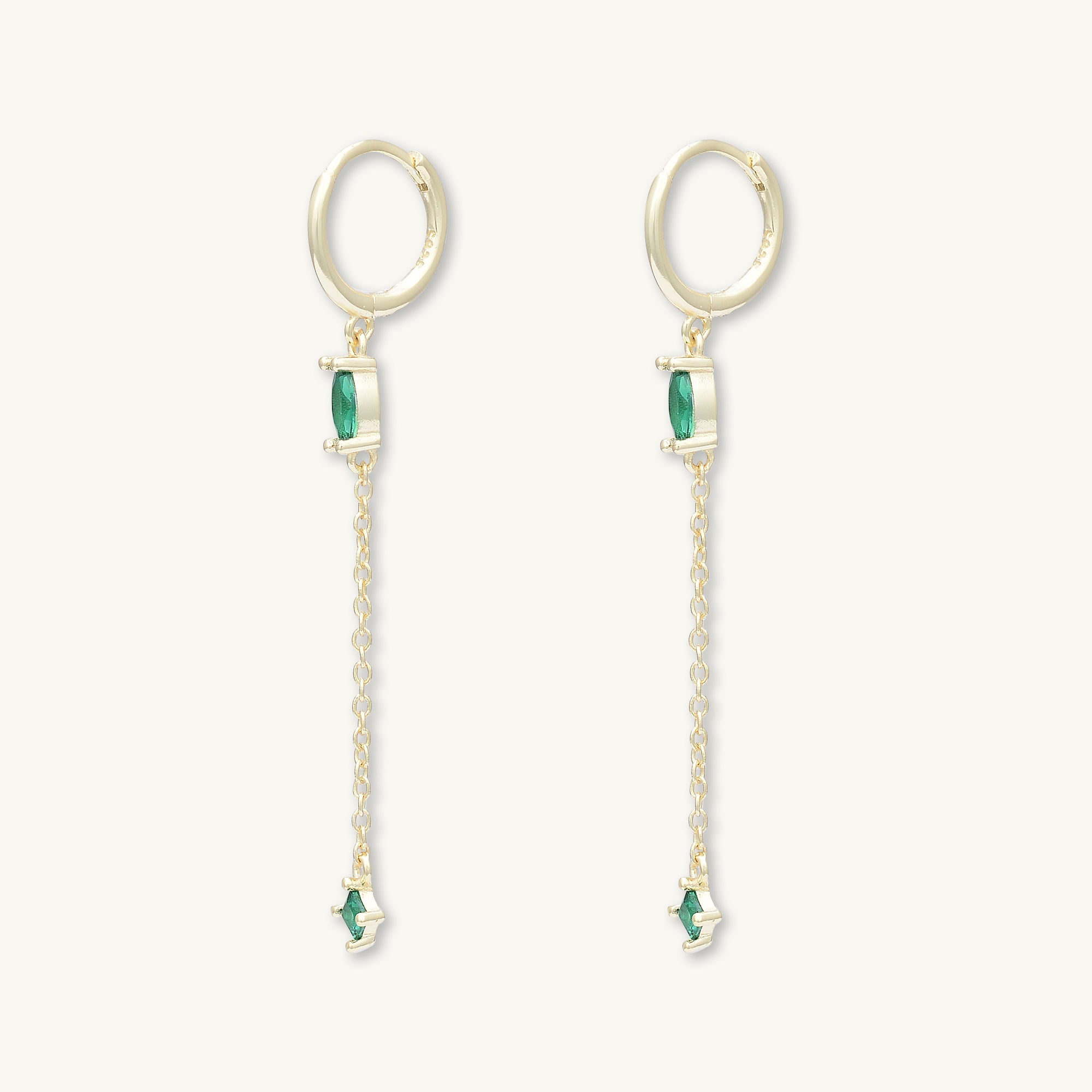 Emerald Marquise Sapphire Drop Huggie Earrings - Camile & Stone
