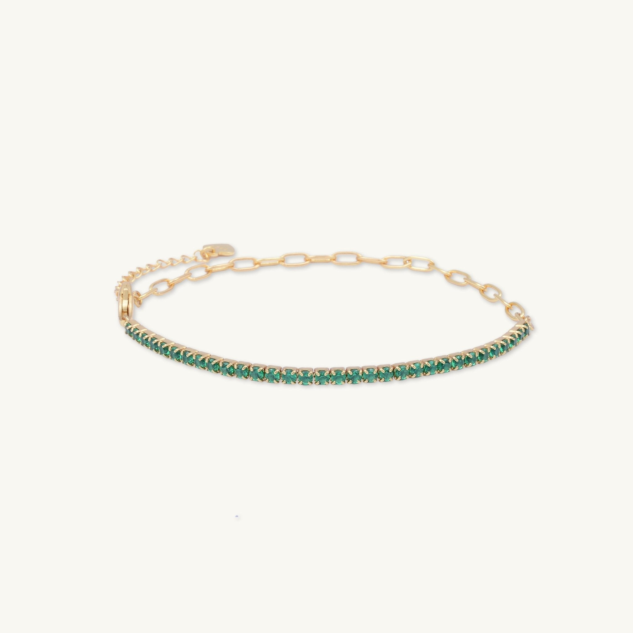 Emerald Tennis Link Chain Bracelet - Camile & Stone