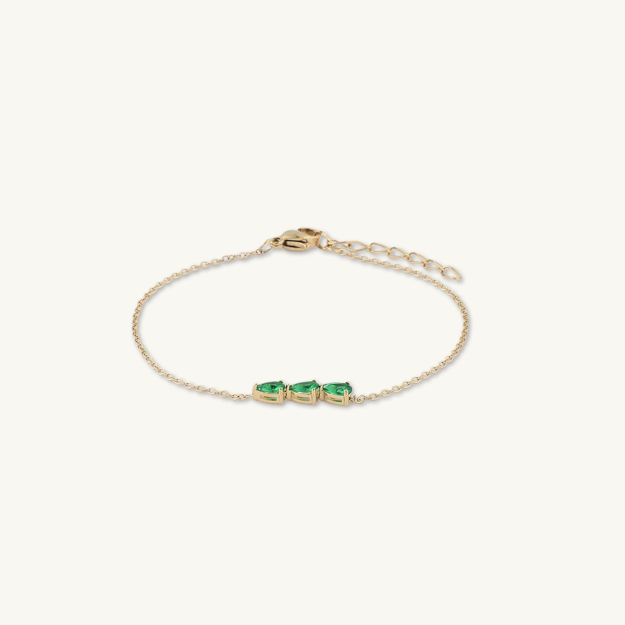 Emerald Trio Teardrop Linear Bracelet - Camile & Stone