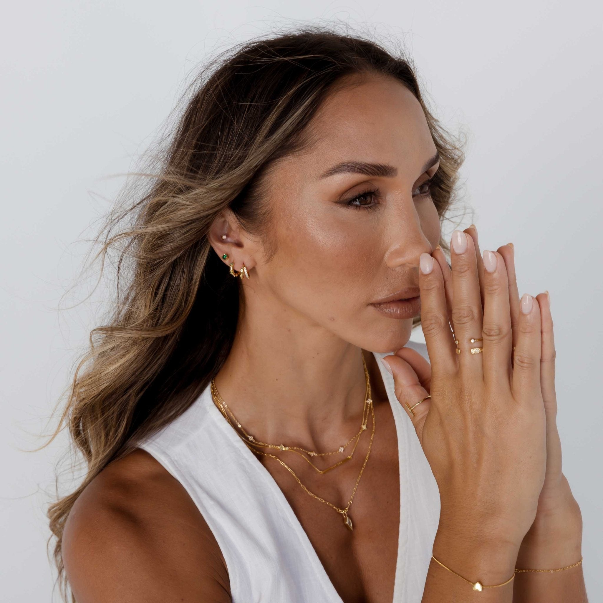 Emerald Zirconia Huggie Earrings - Camile & Stone