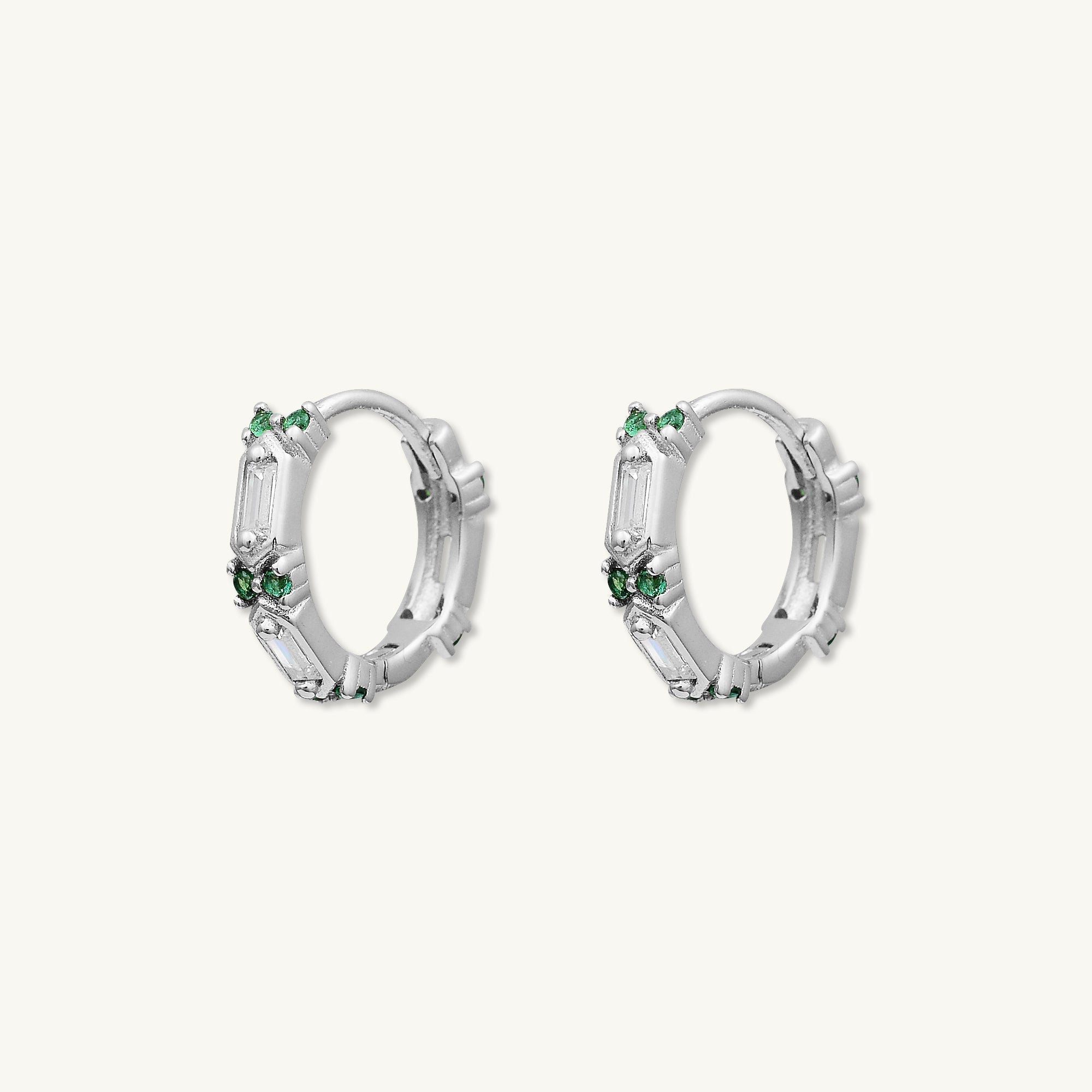 Emerald Zirconia Huggie Earrings - Camile & Stone