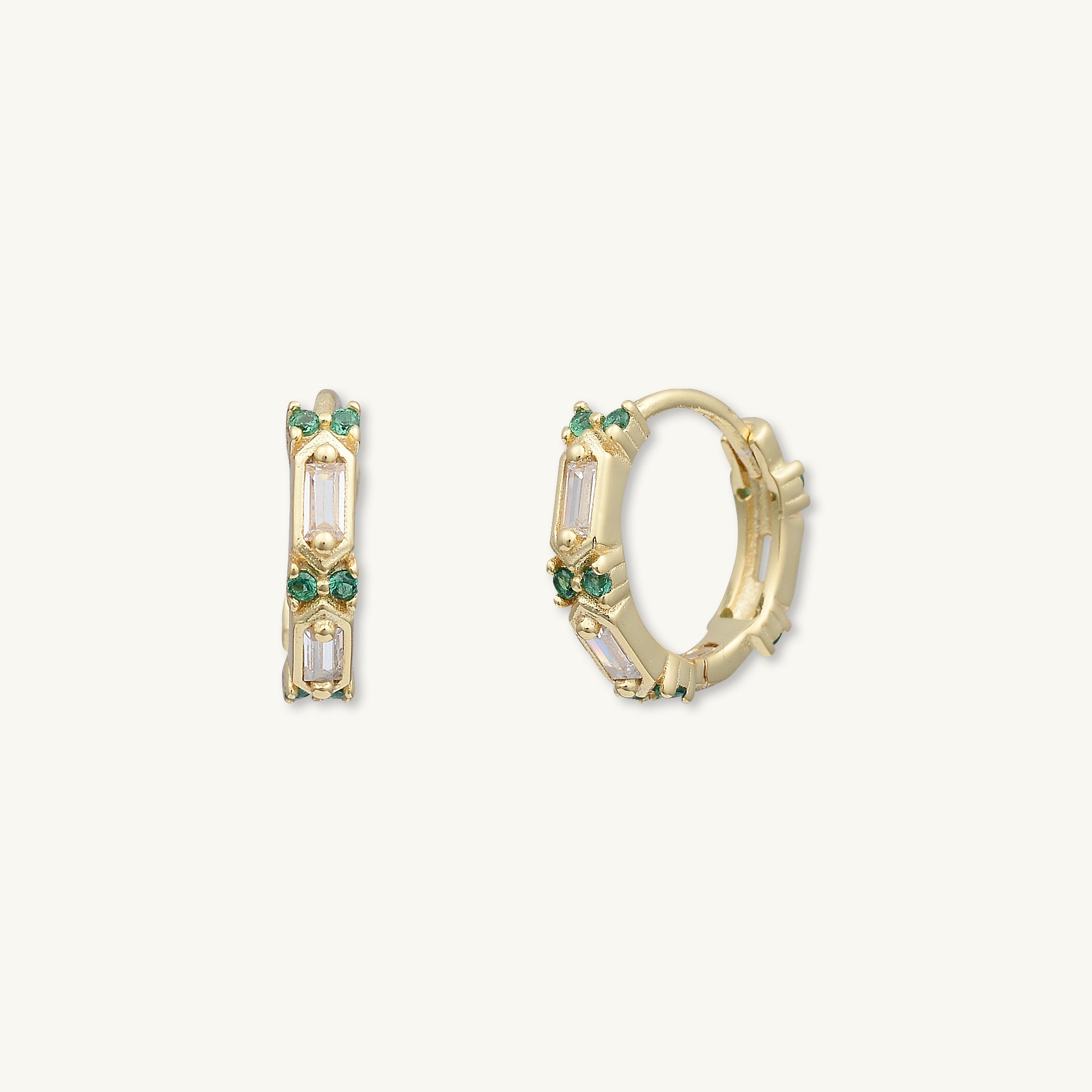 Emerald Zirconia Huggie Earrings - Camile & Stone
