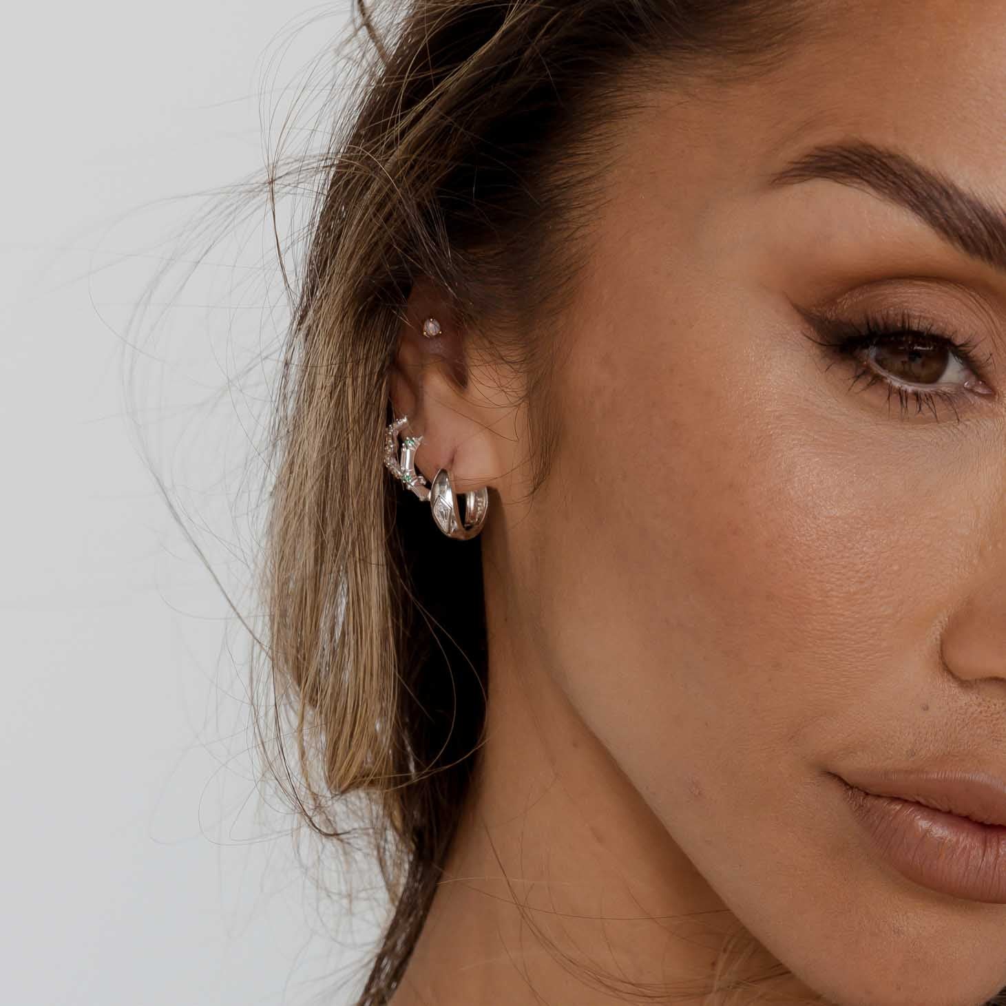 Emerald Zirconia Huggie Earrings - Camile & Stone