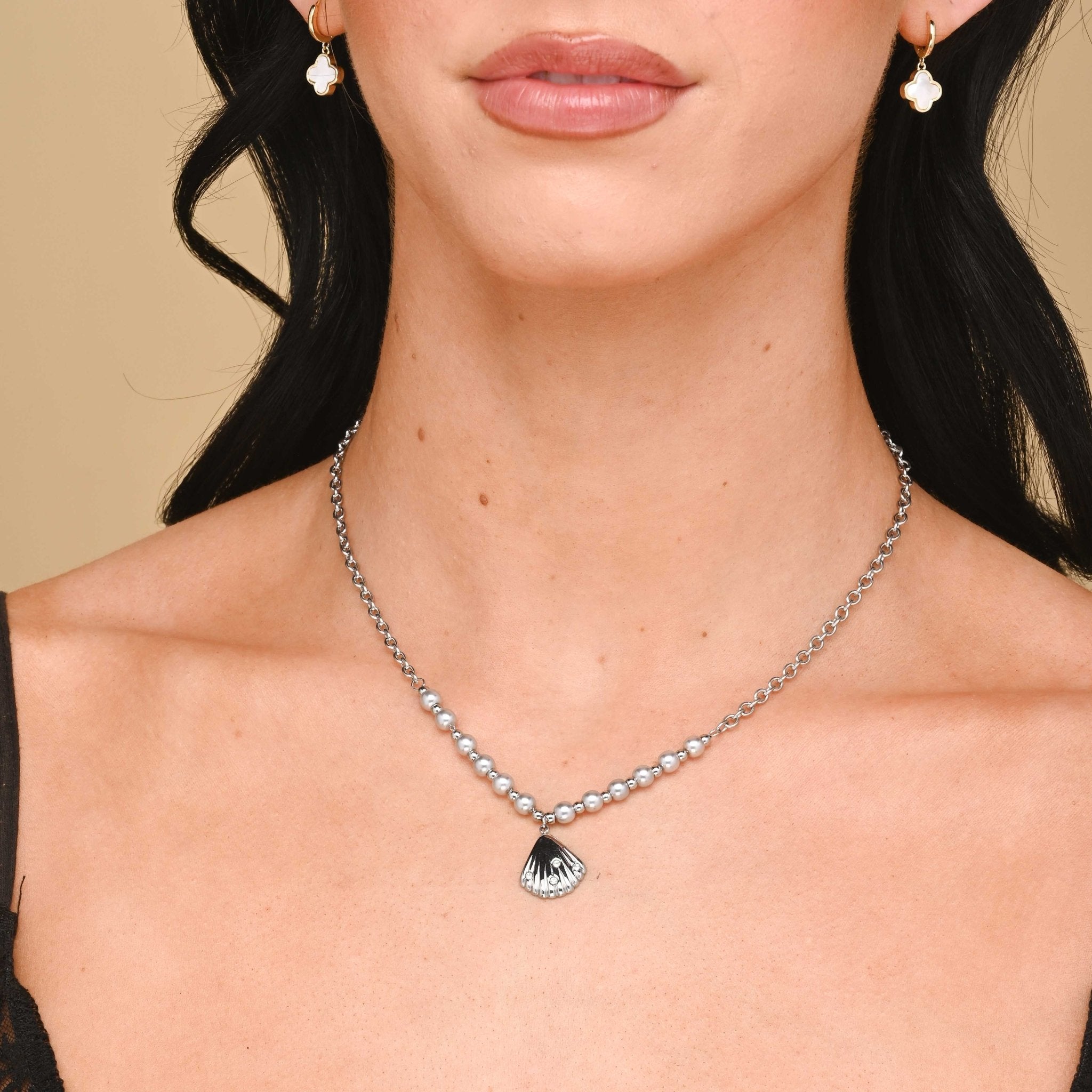 Etherial Shell Pearl Chain Necklace - Camile & Stone