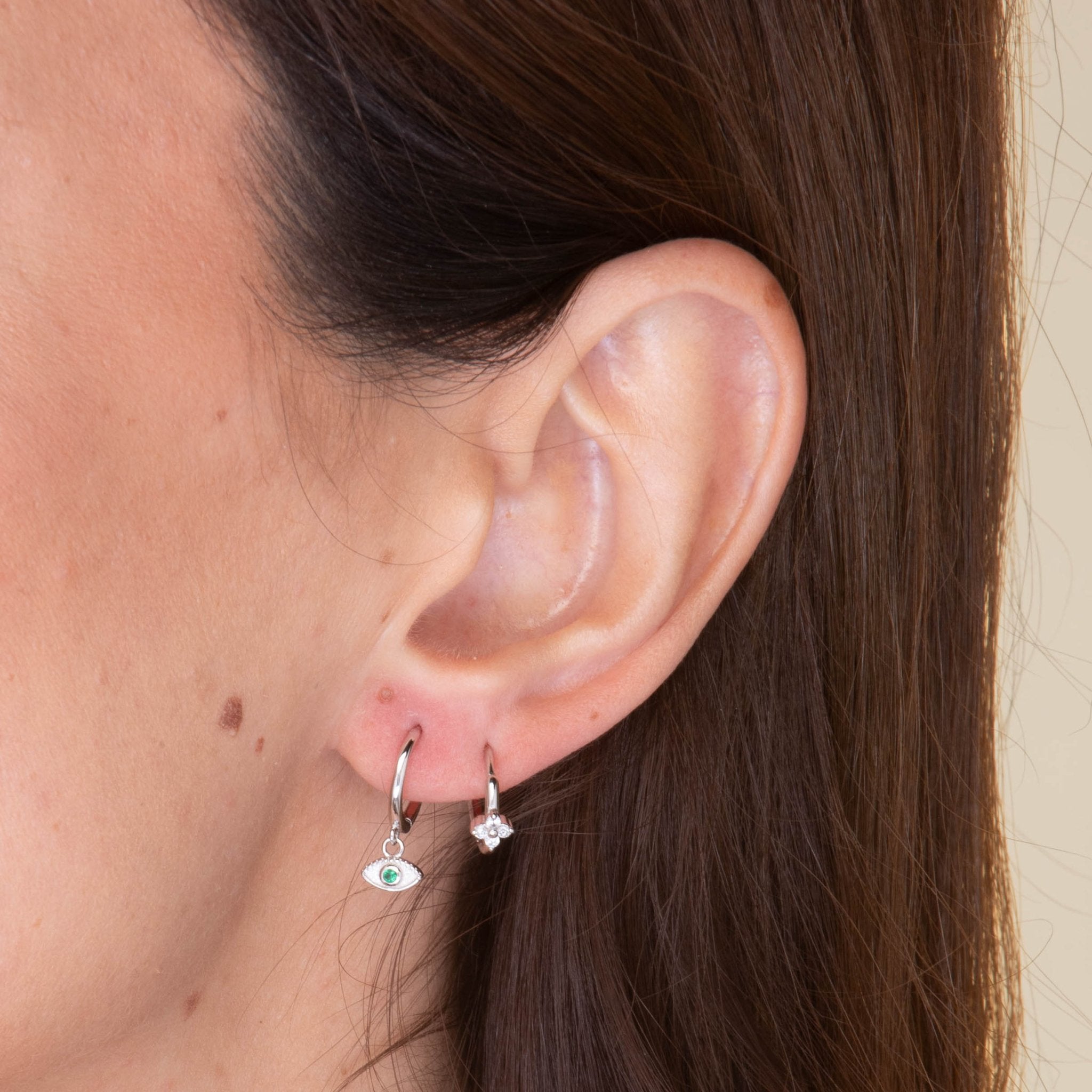 Evil Eye Emerald Huggie Earrings - Camile & Stone