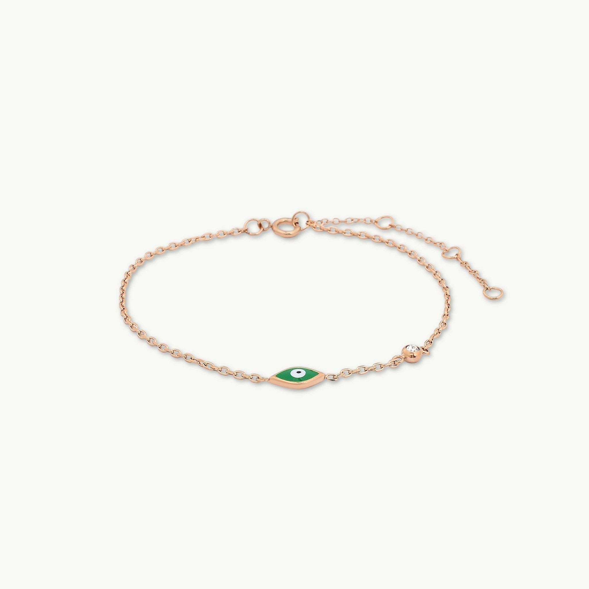 Evil Eye Emerald Solitaire Bracelet - Camile & Stone