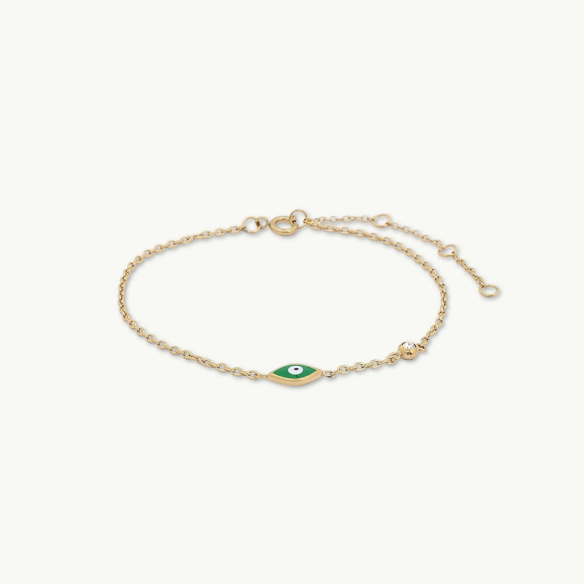 Evil Eye Emerald Solitaire Bracelet - Camile & Stone