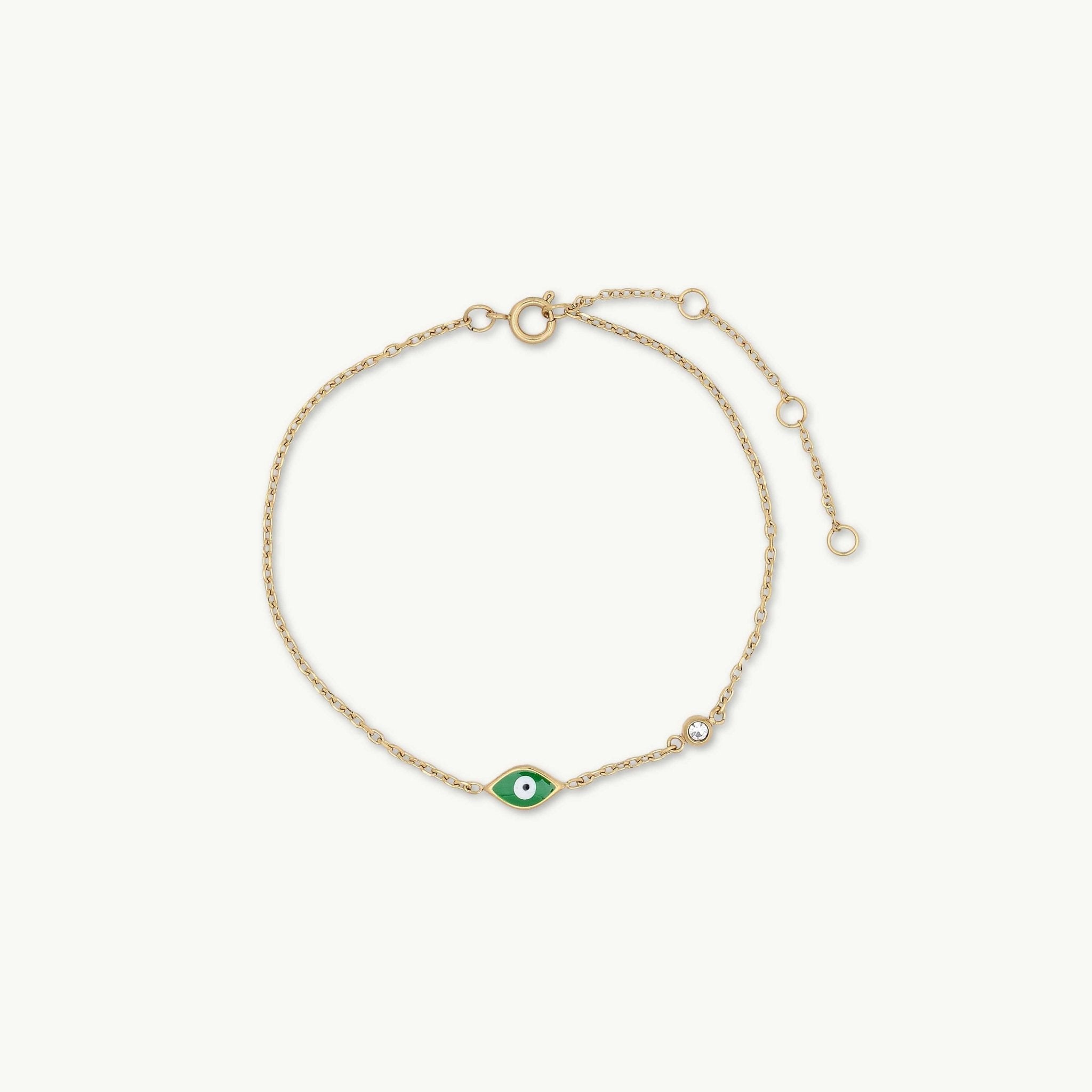 Evil Eye Emerald Solitaire Bracelet - Camile & Stone