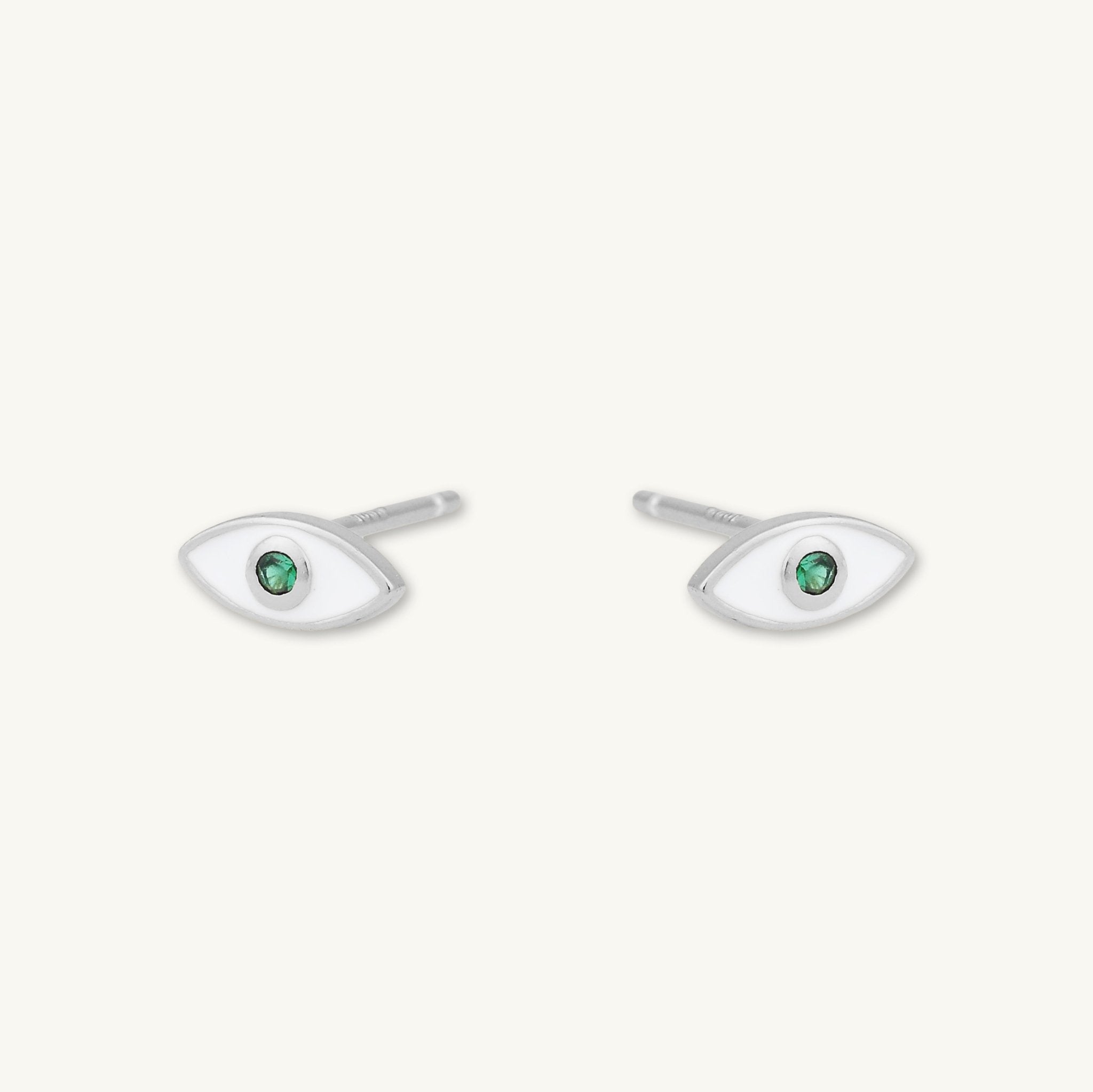 Evil Eye Emerald Zirconia Stud Earrings - Camile & Stone