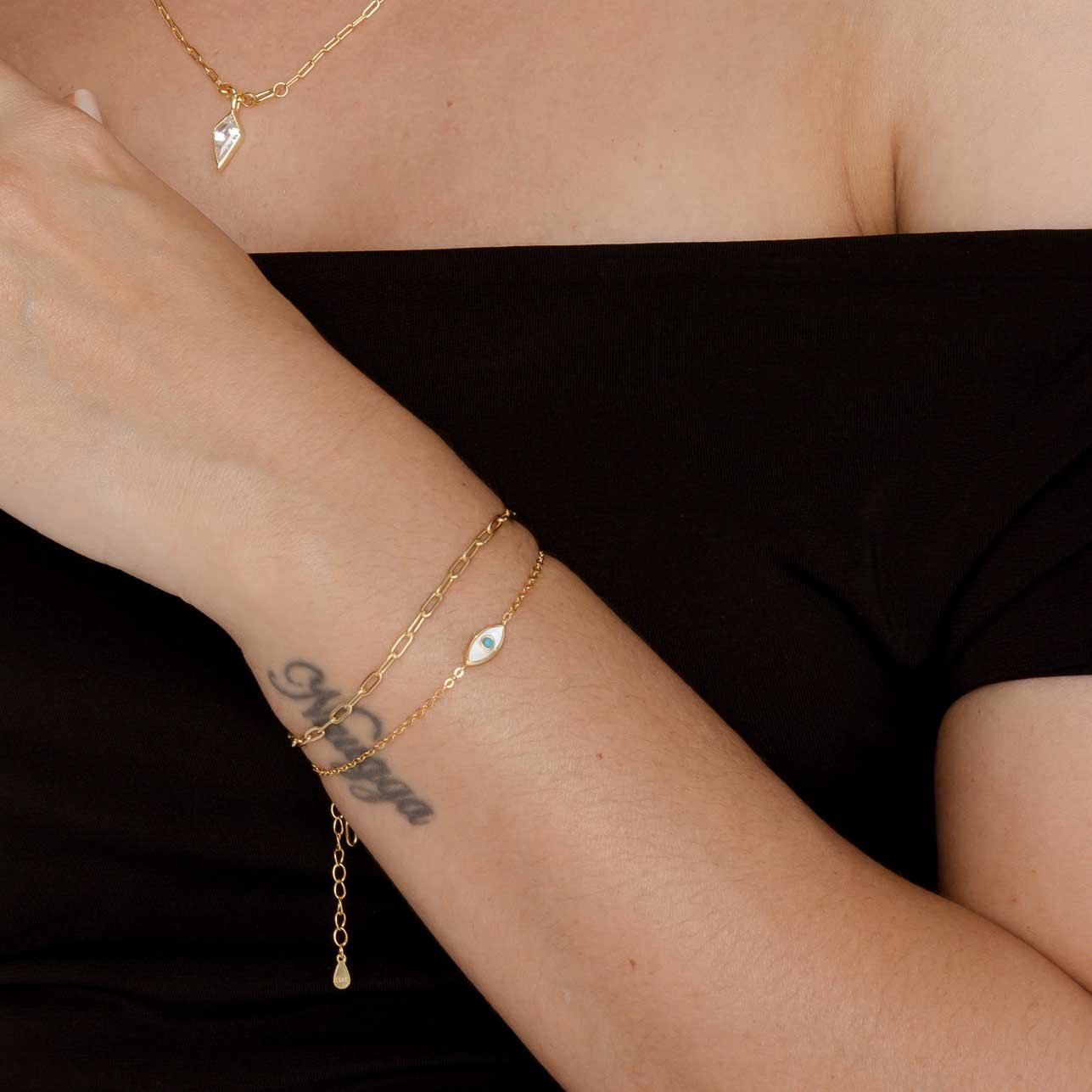 Evil Eye Mother Of Pearl Bracelet - Camile & Stone