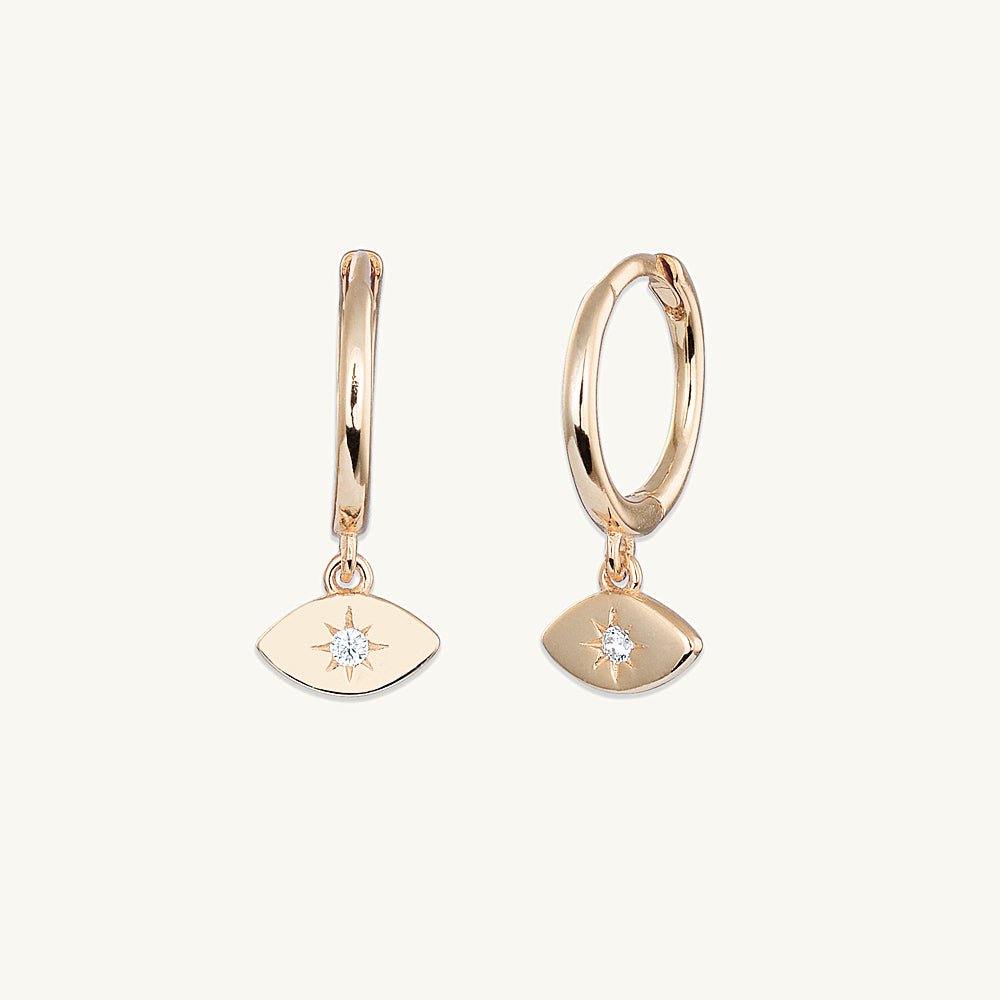 Evil Eye Sapphire Huggie Earrings - Camile & Stone