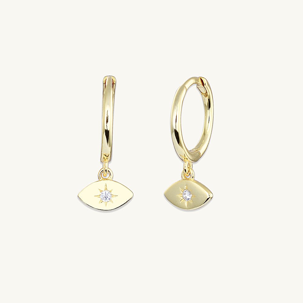 Evil Eye Sapphire Huggie Earrings - Camile & Stone