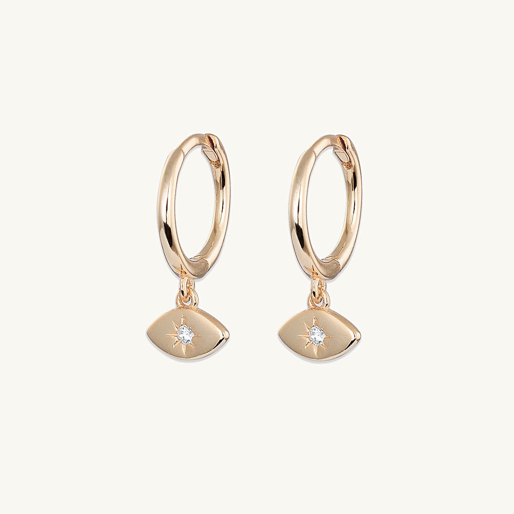 Evil Eye Sapphire Huggie Earrings - Camile & Stone