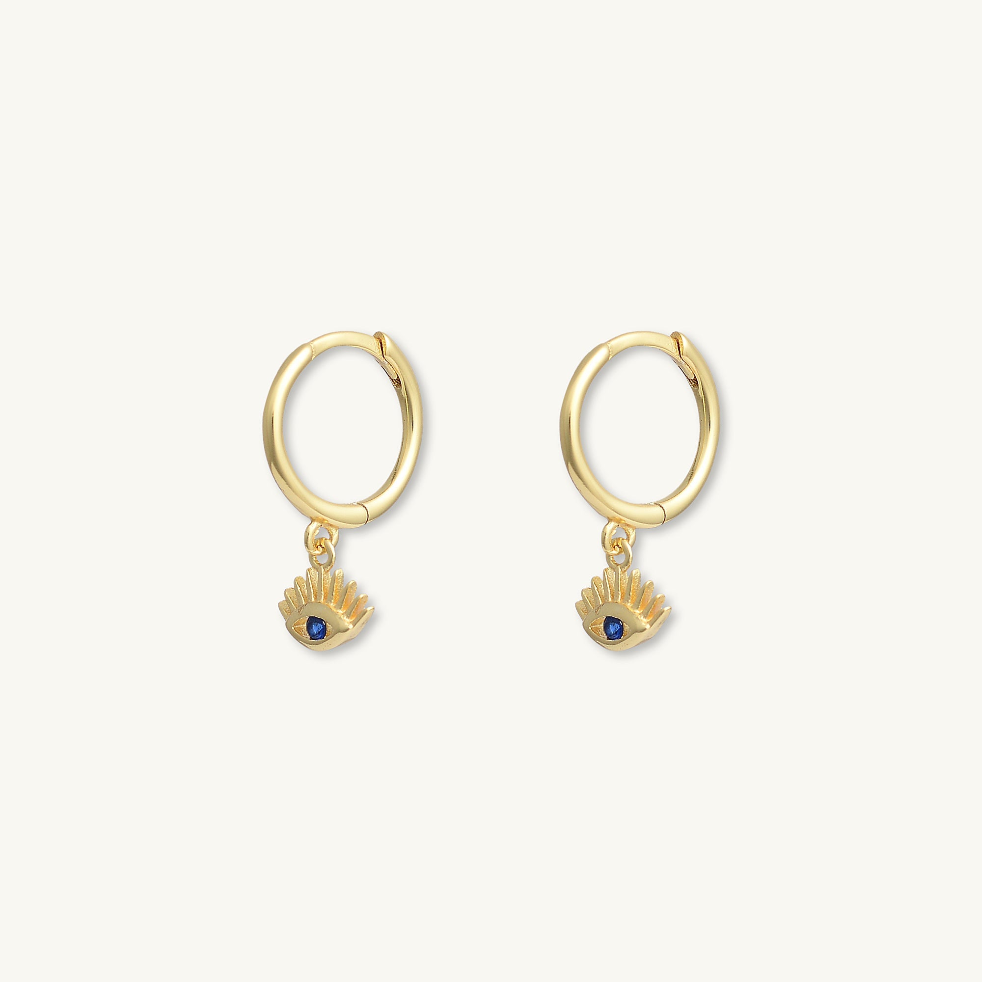 Evil Eye Symbolic Blue Huggie Earrings - Camile & Stone