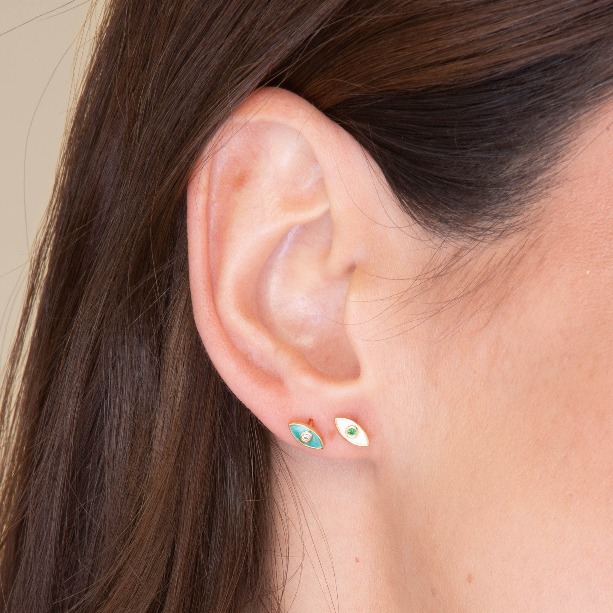 Evil Eye Teal Zirconia Stud Earrings - Camile & Stone