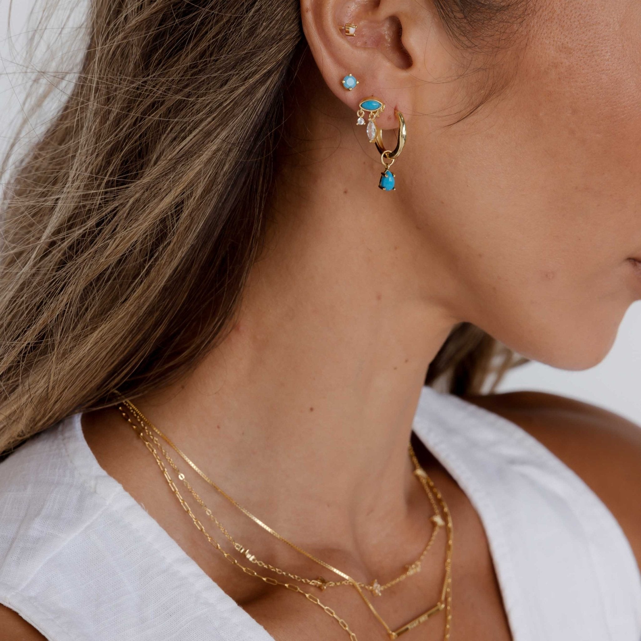 Evil Eye Turquoise Stud Earrings - Camile & Stone