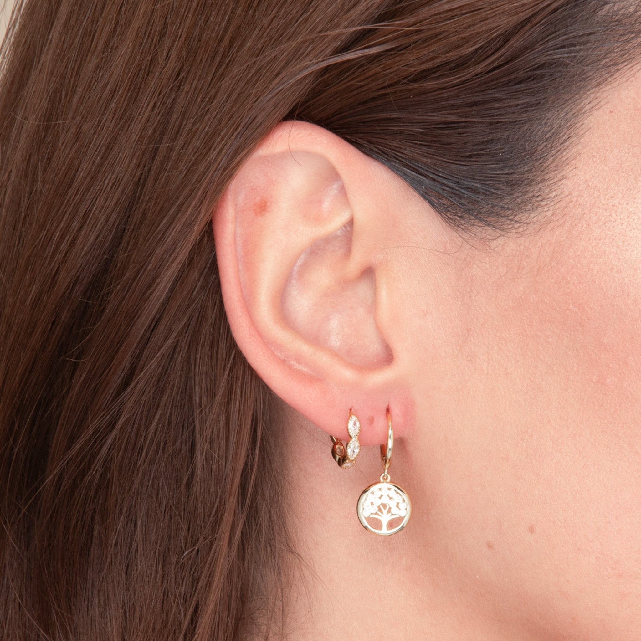Family Tree Zirconia Huggie Earrings - Camile & Stone