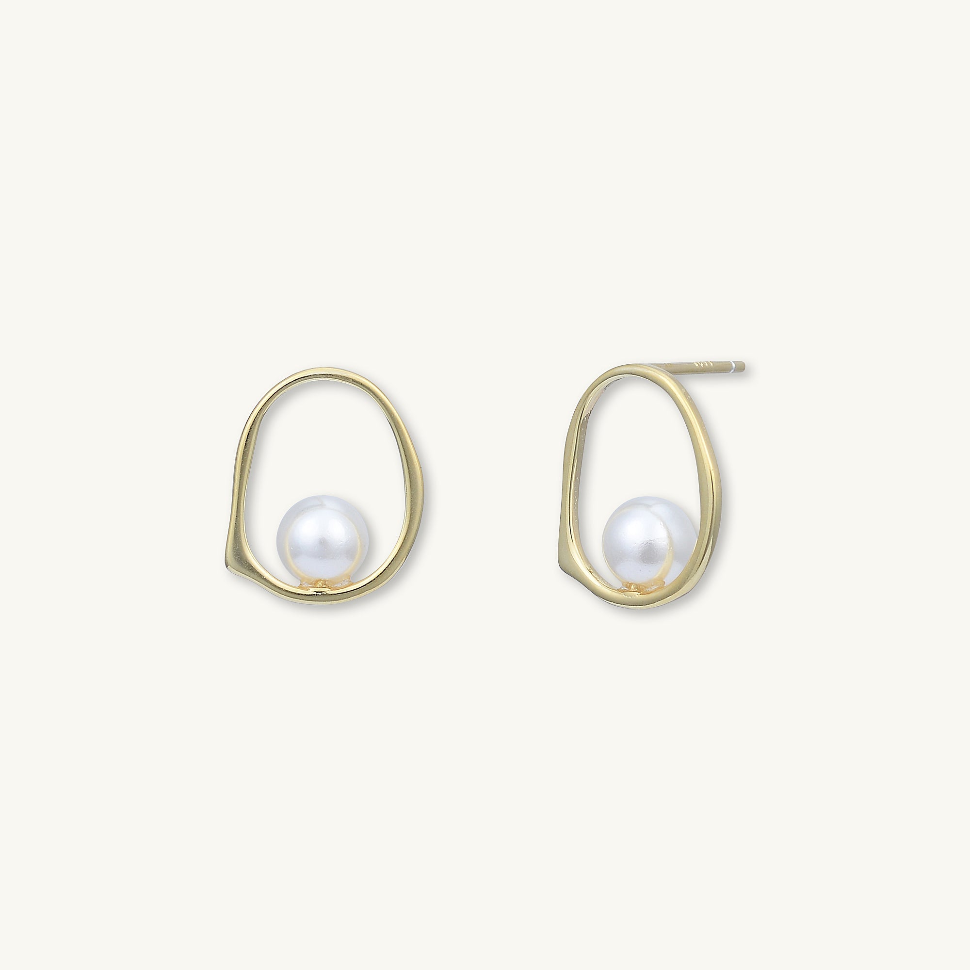 Floating Pearl Circular Stud Earrings - Camile & Stone